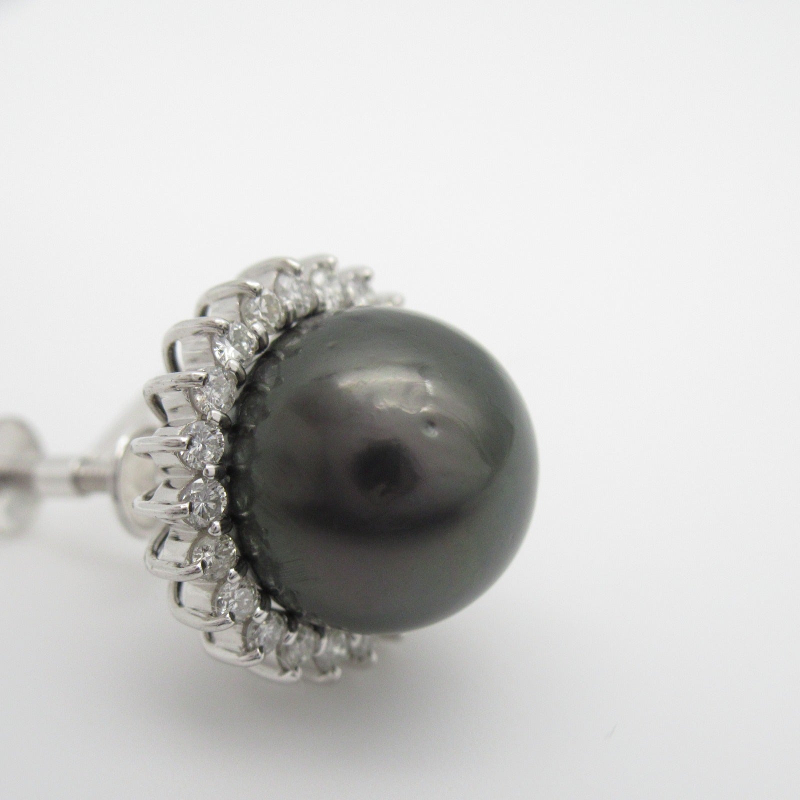 JEWELRY PT850鉑金Pearl Diamond Earrings 11.4mm珍珠/0.41ct鑽石耳環