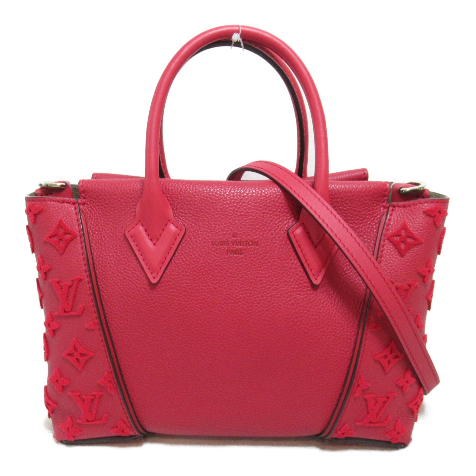 LOUIS VUITTON Vaud Kashmir/牛皮皮革 Velours Tote W Tote Bag银扣手挽袋紅色