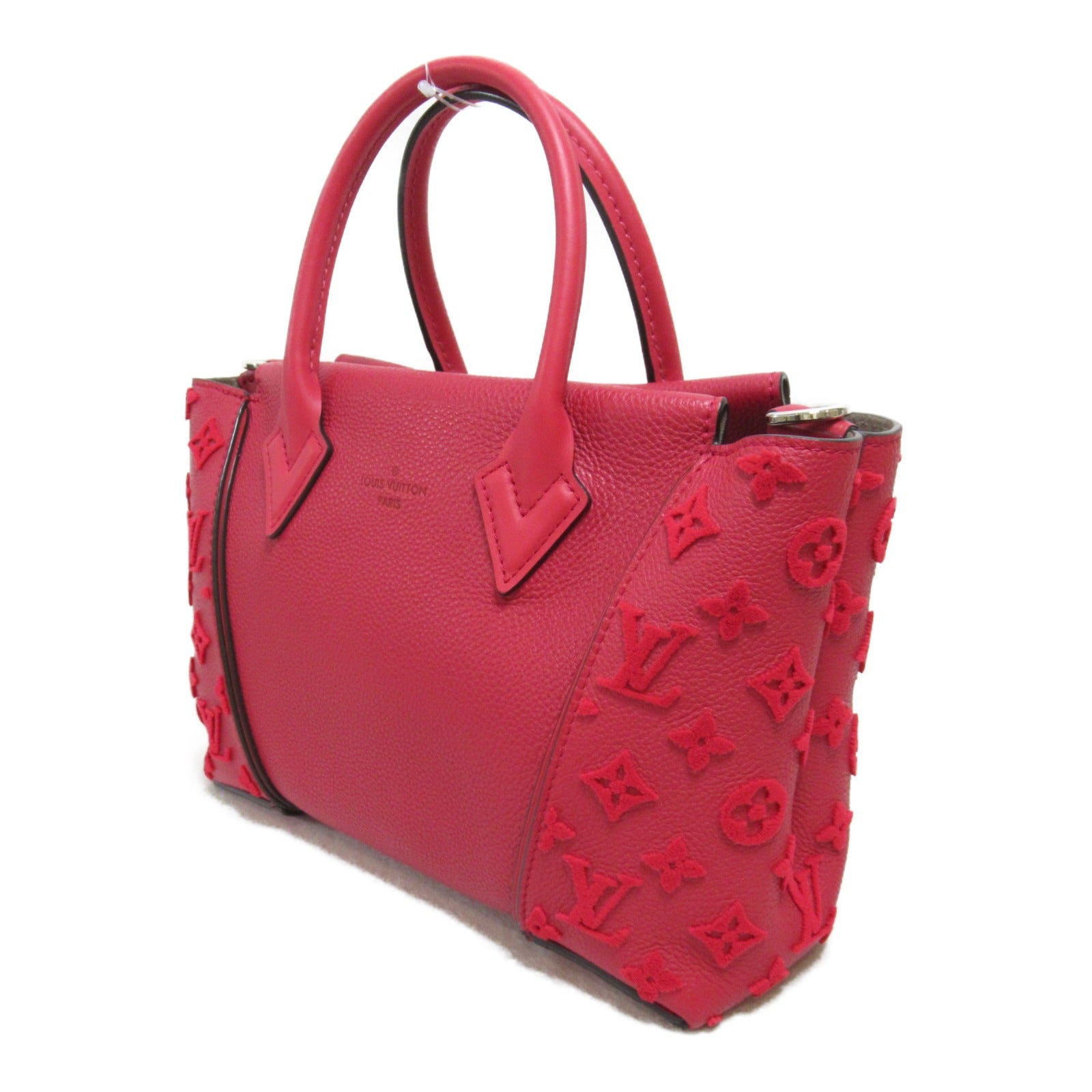 LOUIS VUITTON Vaud Kashmir/牛皮皮革 Velours Tote W Tote Bag银扣手挽袋紅色
