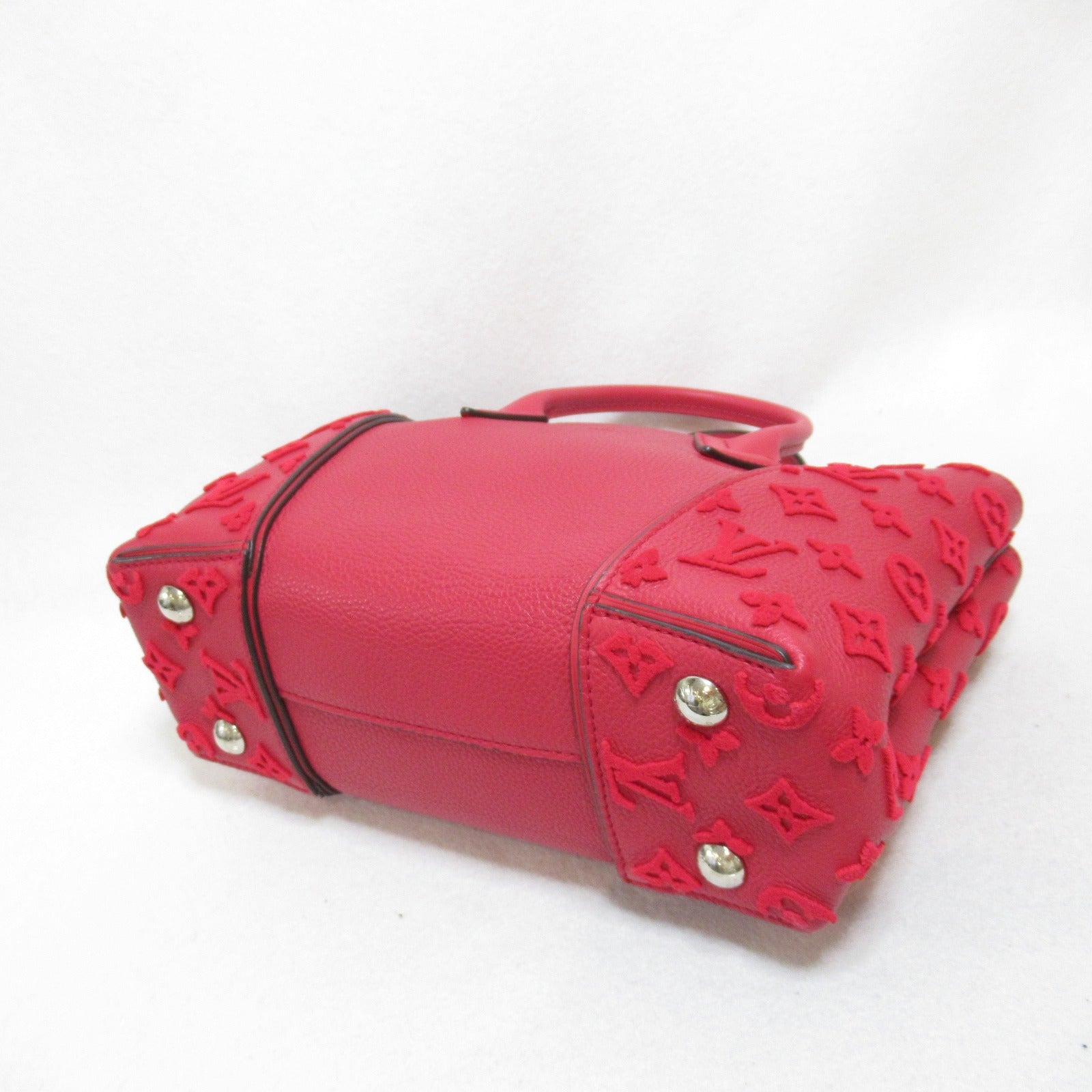 LOUIS VUITTON Vaud Kashmir/牛皮皮革 Velours Tote W Tote Bag银扣手挽袋紅色