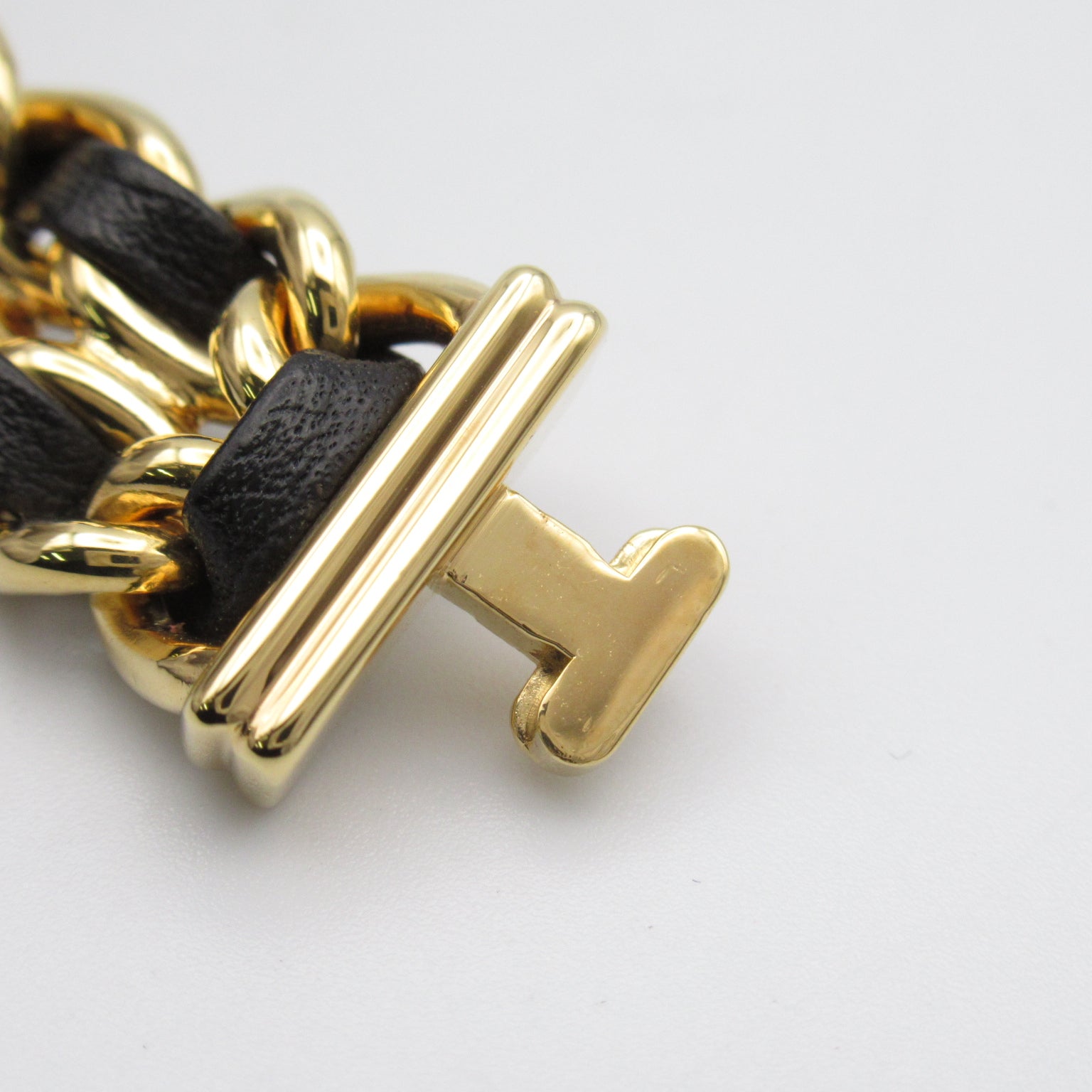 CHANEL Premiere L鍍金/皮革帶手錶石英機芯黑色