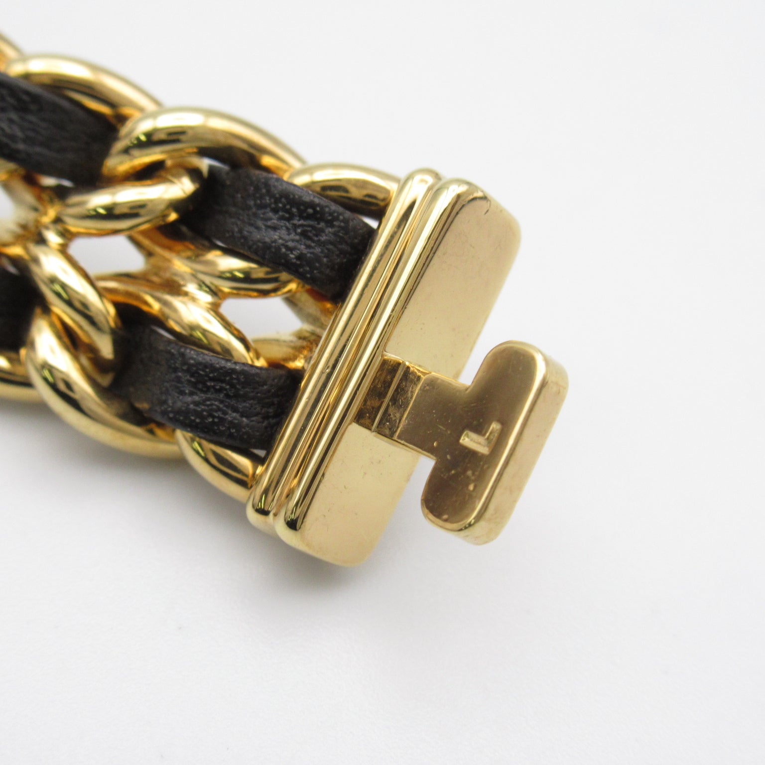 CHANEL Premiere L鍍金/皮革帶手錶石英機芯黑色