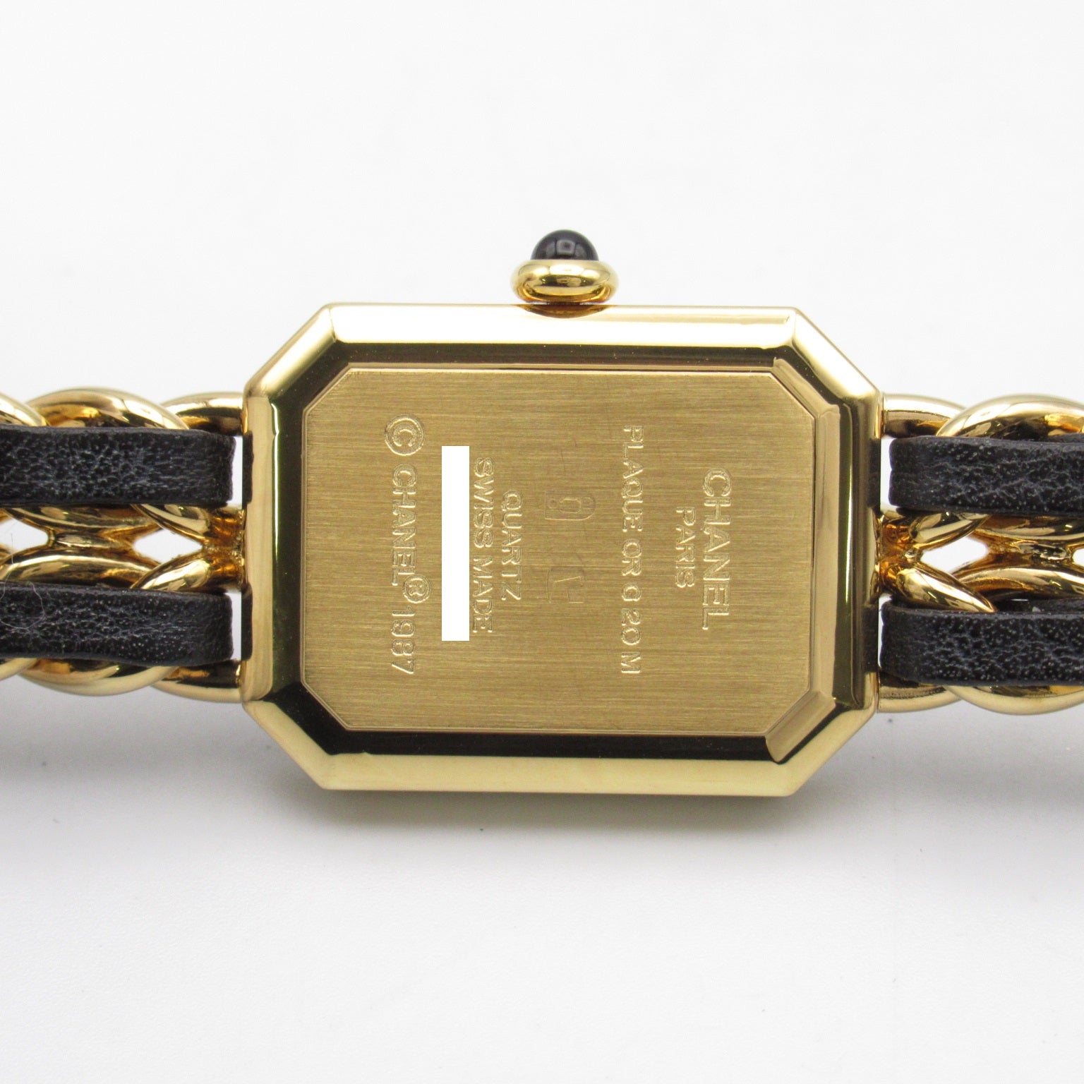 CHANEL Premiere L鍍金/皮革帶手錶石英機芯黑色