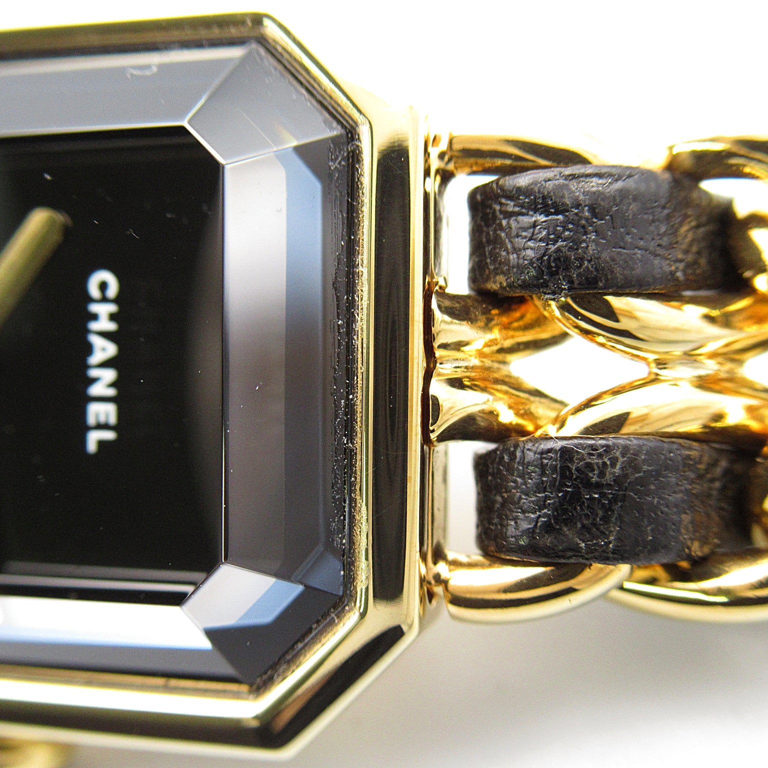 CHANEL Premiere M鍍金/皮革帶手錶石英機芯黑色