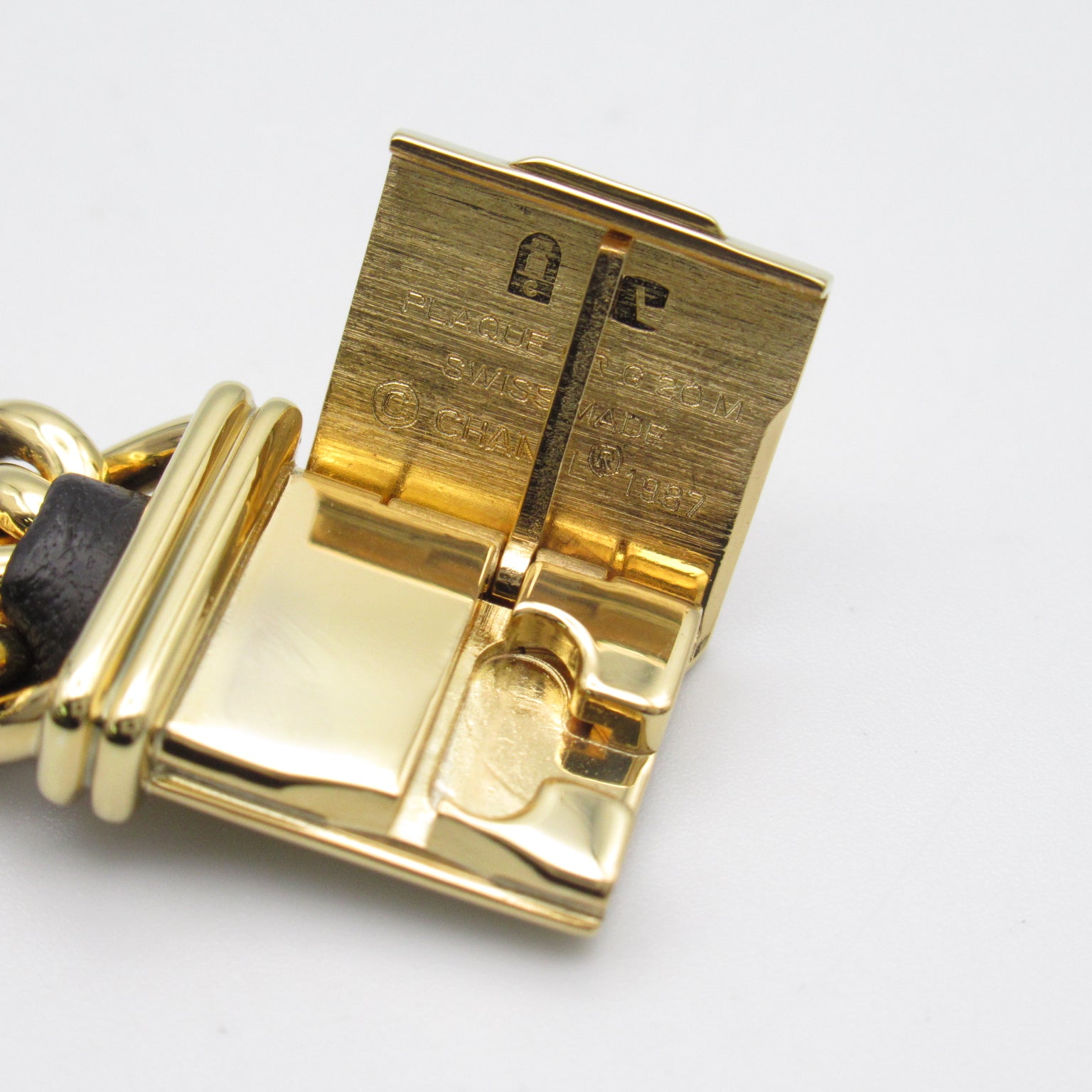 CHANEL Premiere M鍍金/皮革帶手錶石英機芯黑色