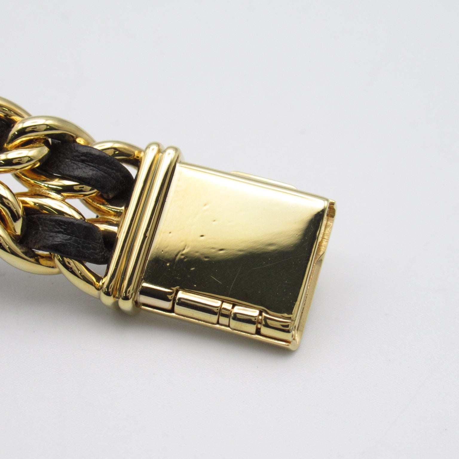 CHANEL Premiere M鍍金/皮革帶手錶石英機芯黑色