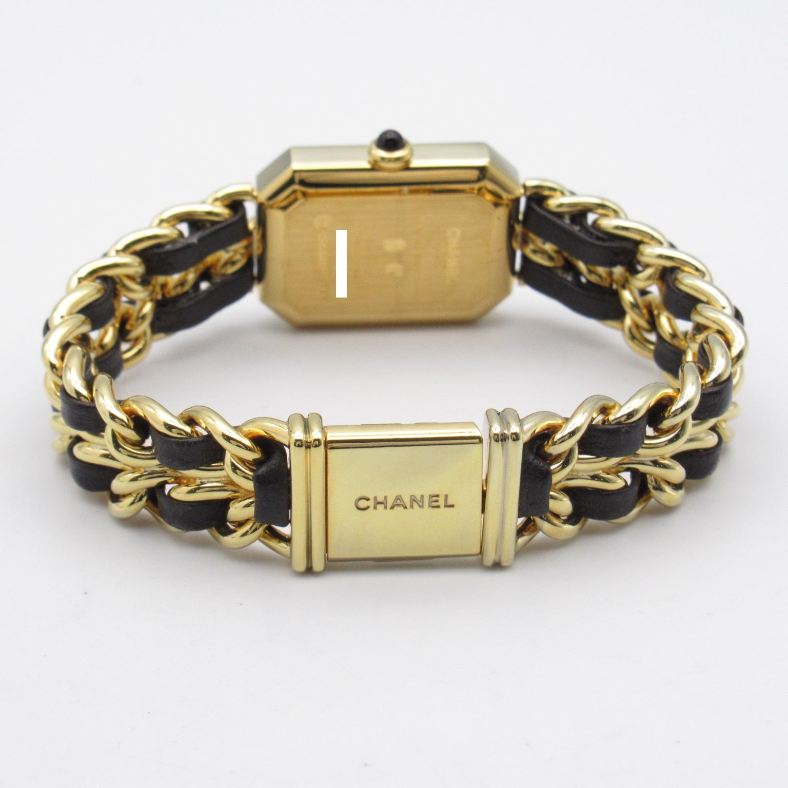 CHANEL Premiere M鍍金/皮革帶手錶石英機芯黑色