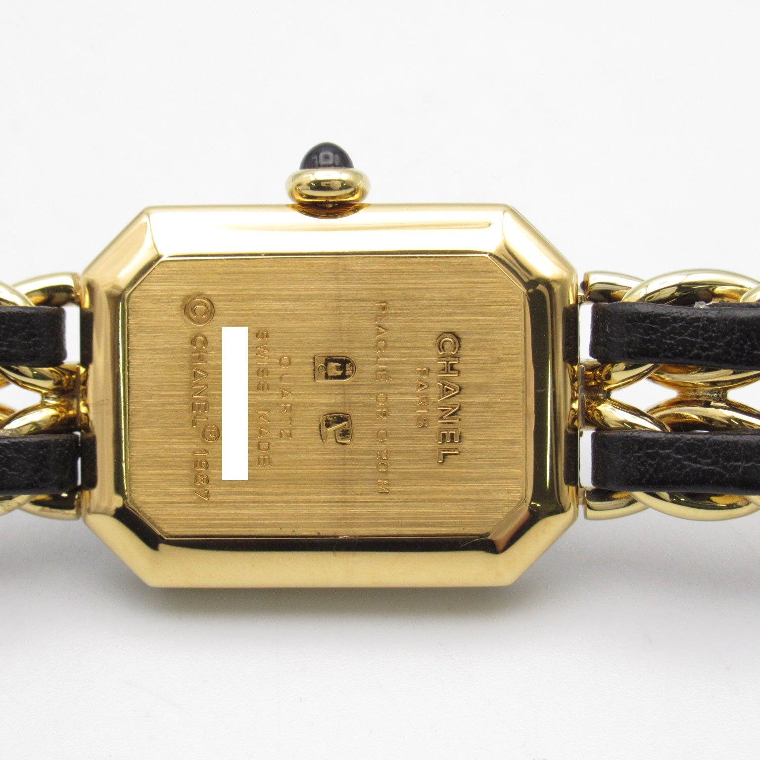CHANEL Premiere M鍍金/皮革帶手錶石英機芯黑色