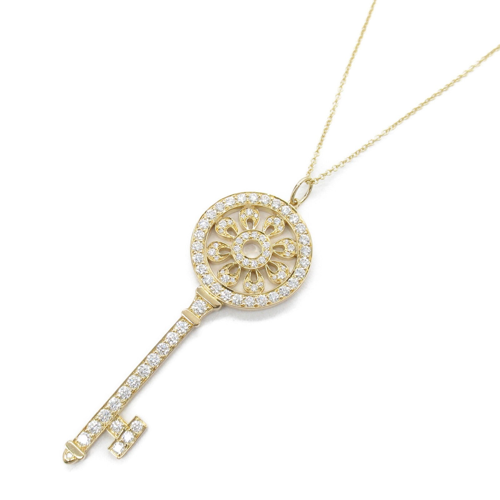 TIFFANY＆CO 18K玫瑰金Petal Key Diamond Necklace鑽石項鍊