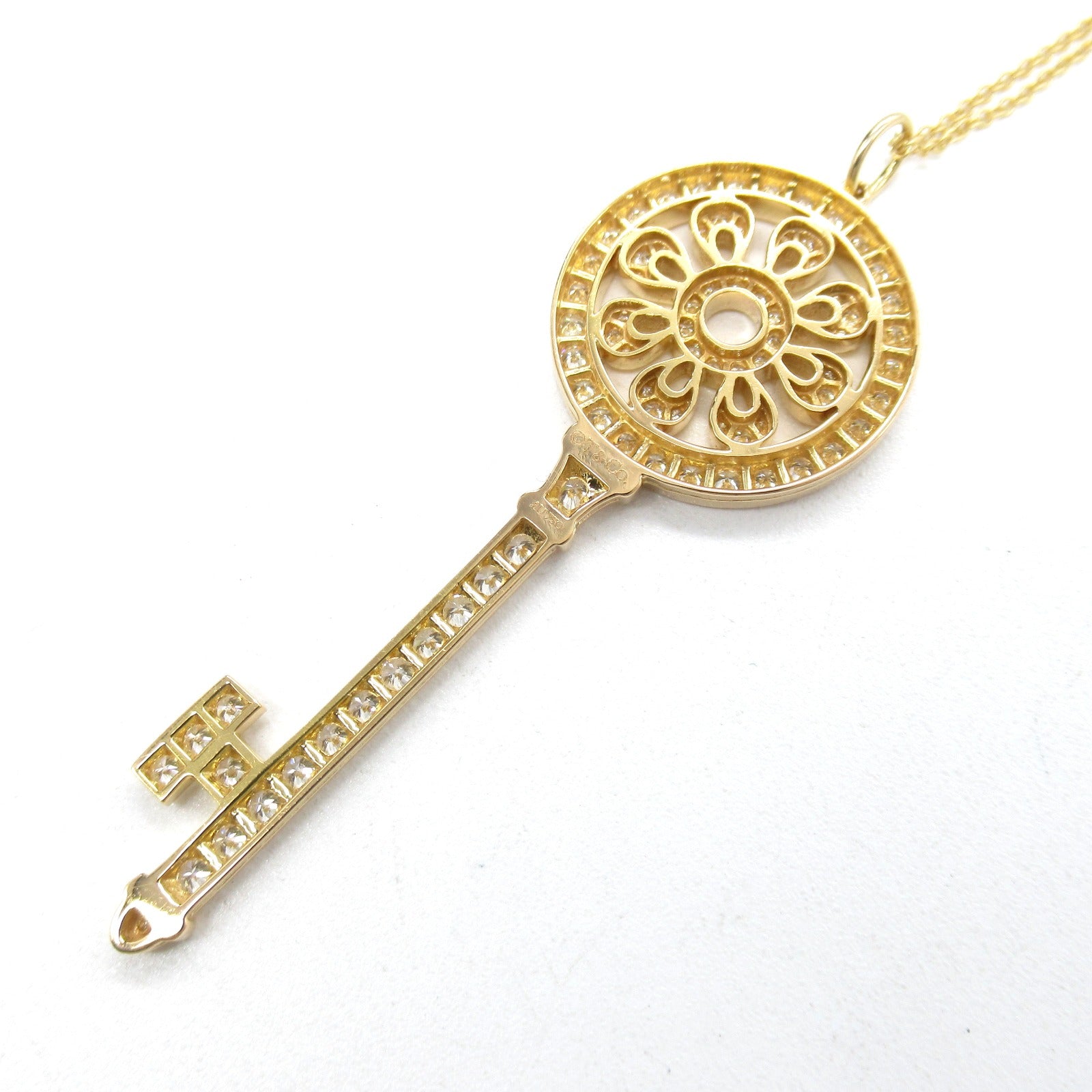 TIFFANY＆CO 18K玫瑰金Petal Key Diamond Necklace鑽石項鍊