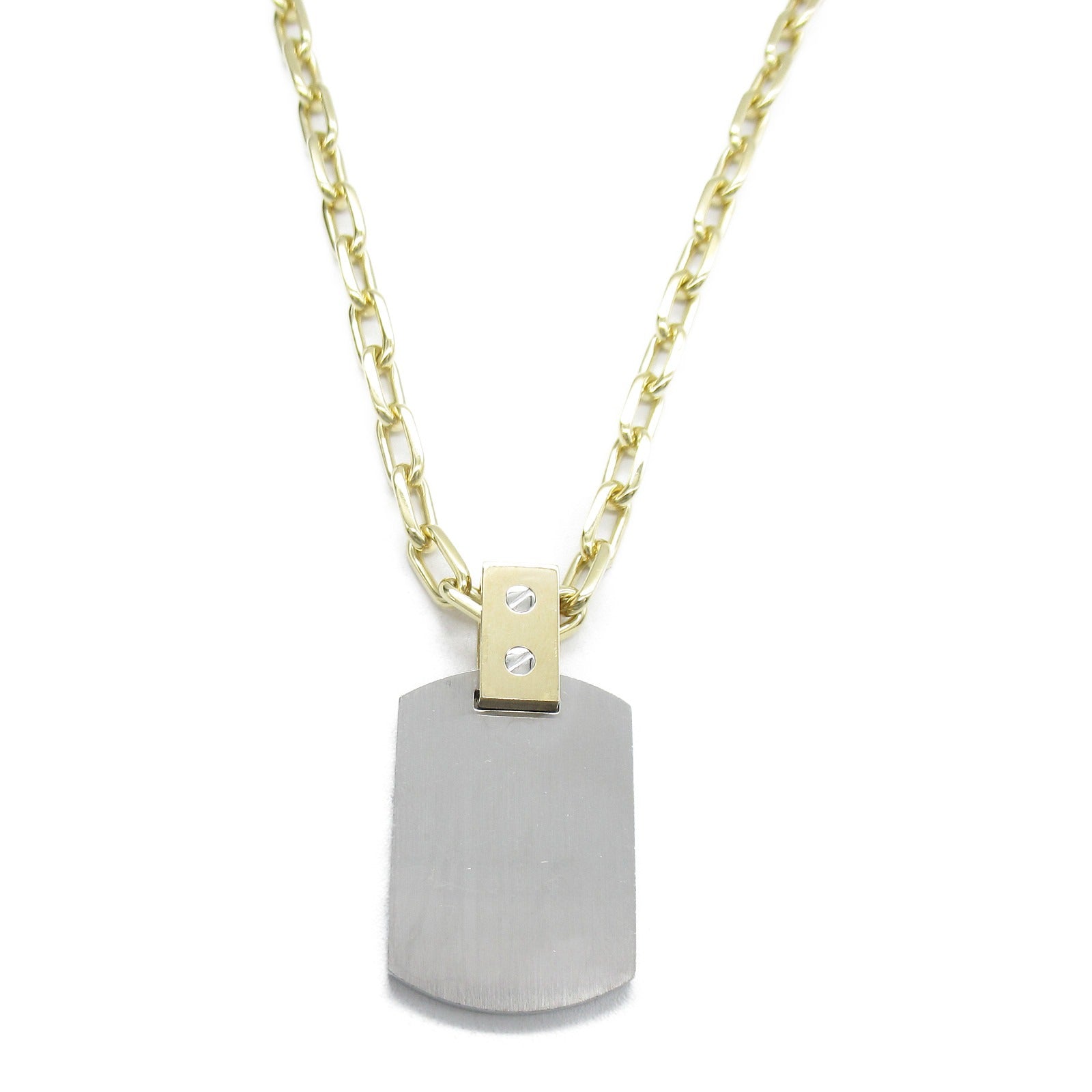CARTIER 18K黃金/不鏽鋼Santos De Cartier項鍊