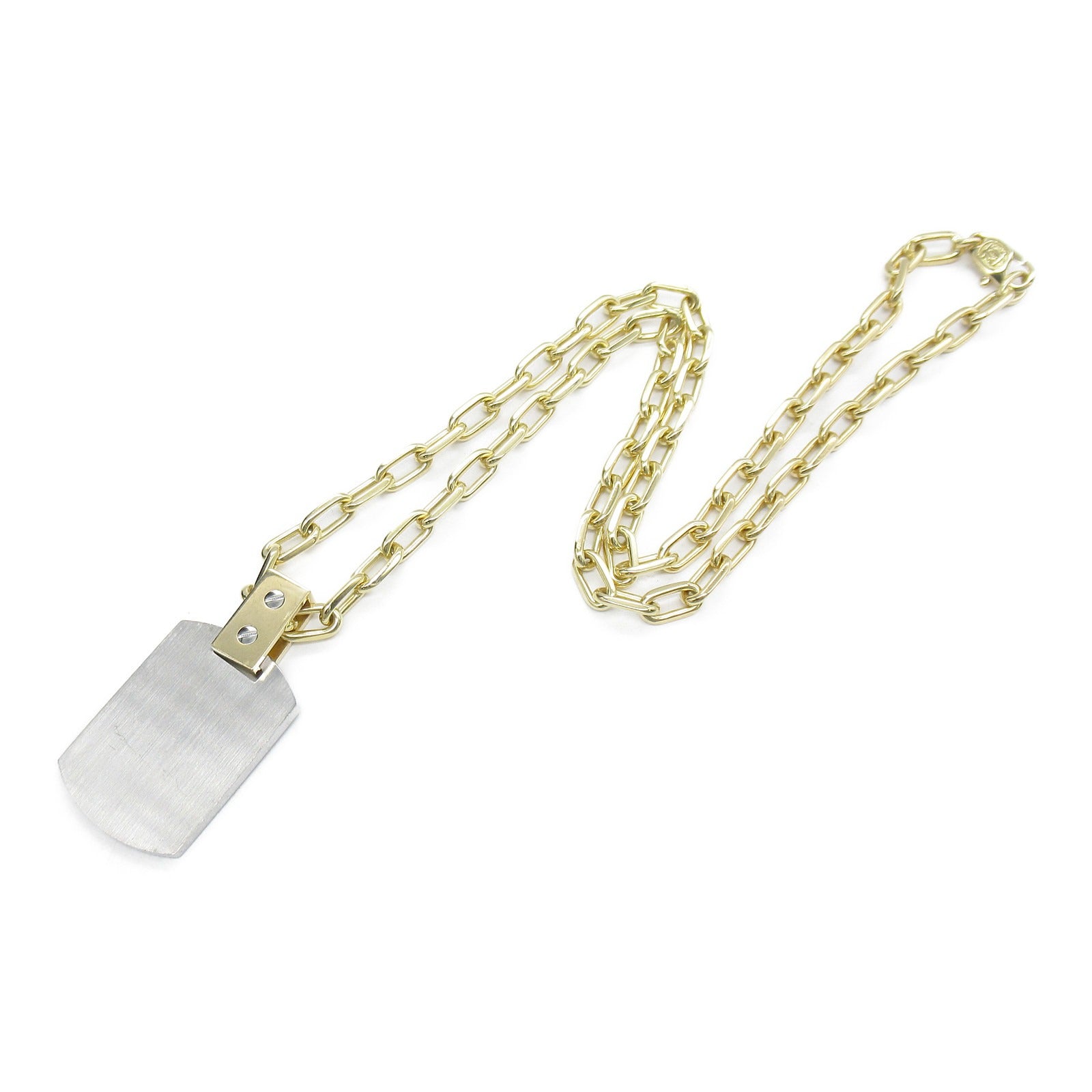 CARTIER 18K黃金/不鏽鋼Santos De Cartier項鍊