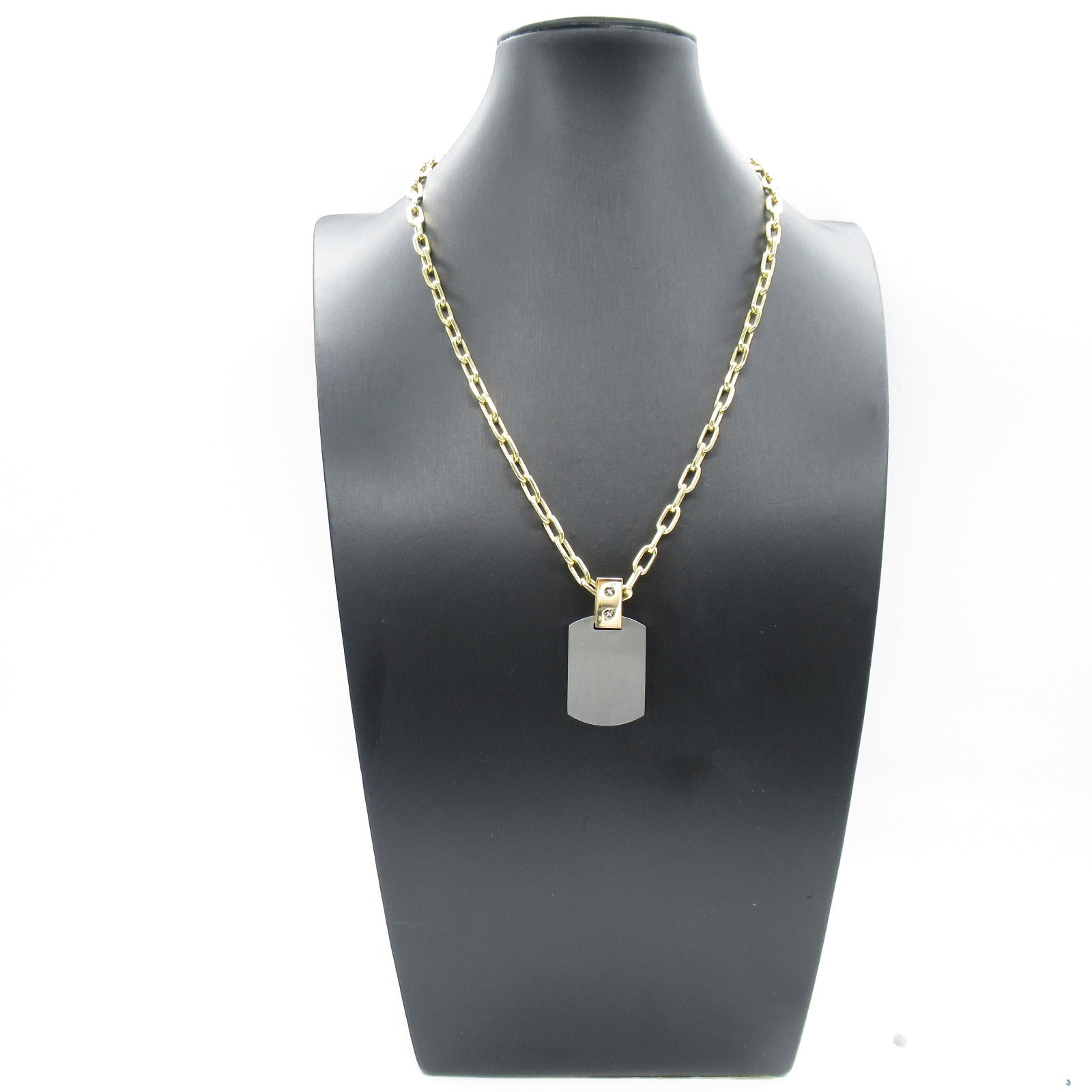 CARTIER 18K黃金/不鏽鋼Santos De Cartier項鍊