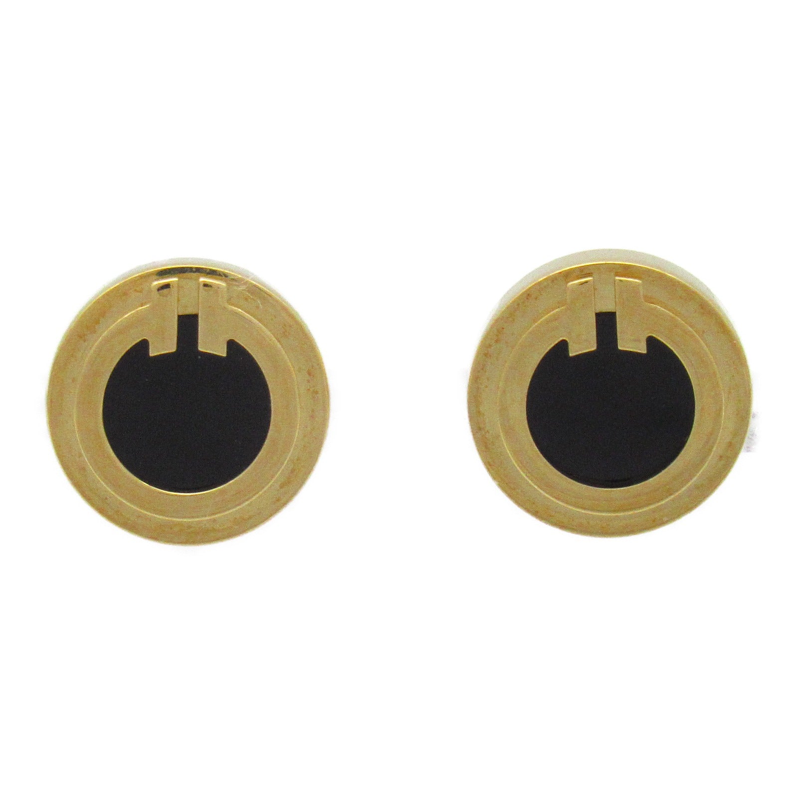 TIFFANY＆CO 【激減優惠】18K黃金Black Onyx Circle Earrings縞瑪瑙耳環