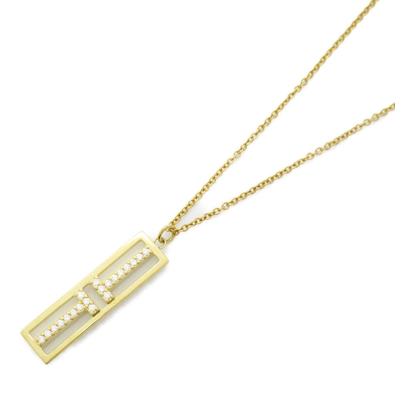 TIFFANY＆CO 【激減優惠】18K黃金T Two Open Vertical Bar Diamond Necklace鑽石項鍊