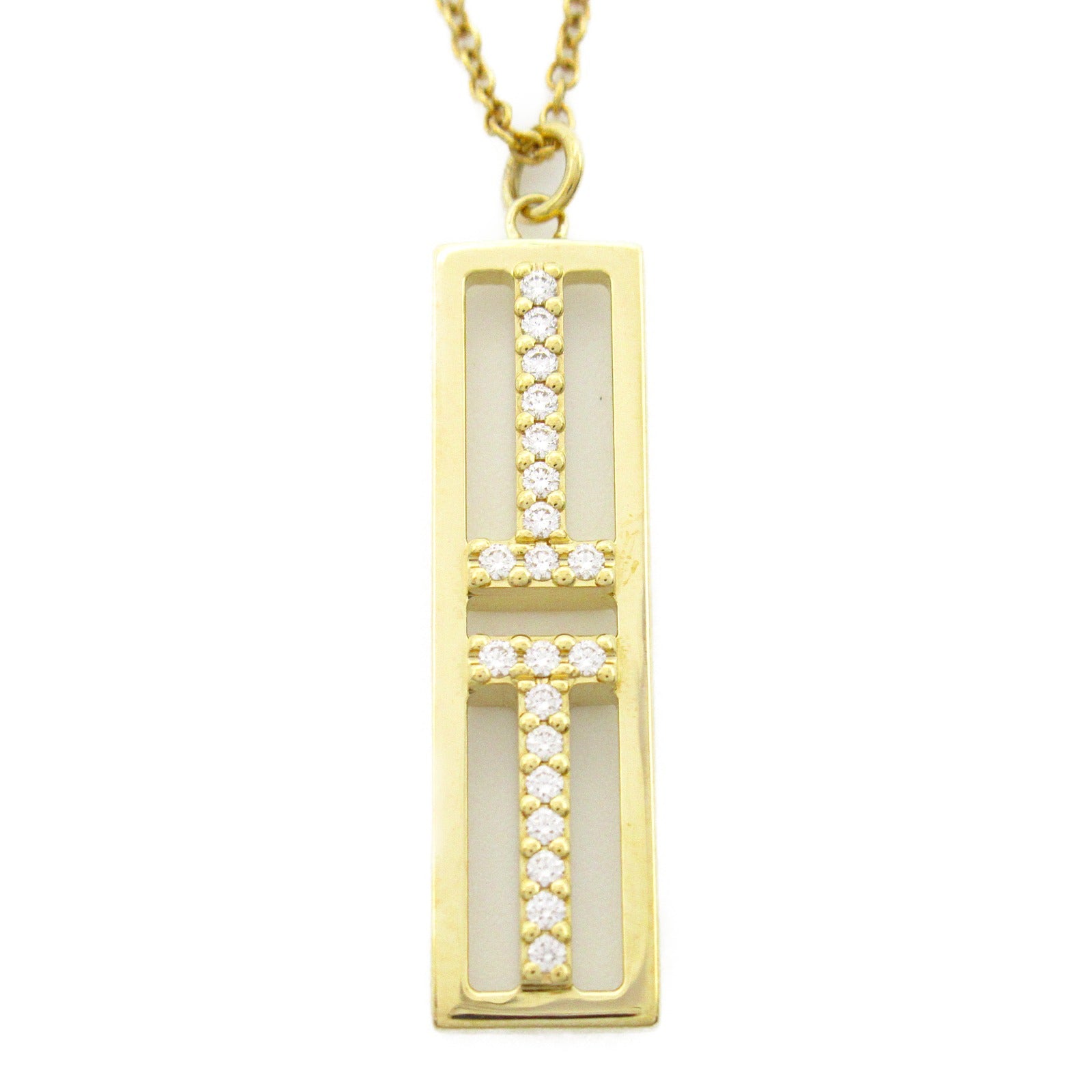 TIFFANY＆CO 【激減優惠】18K黃金T Two Open Vertical Bar Diamond Necklace鑽石項鍊