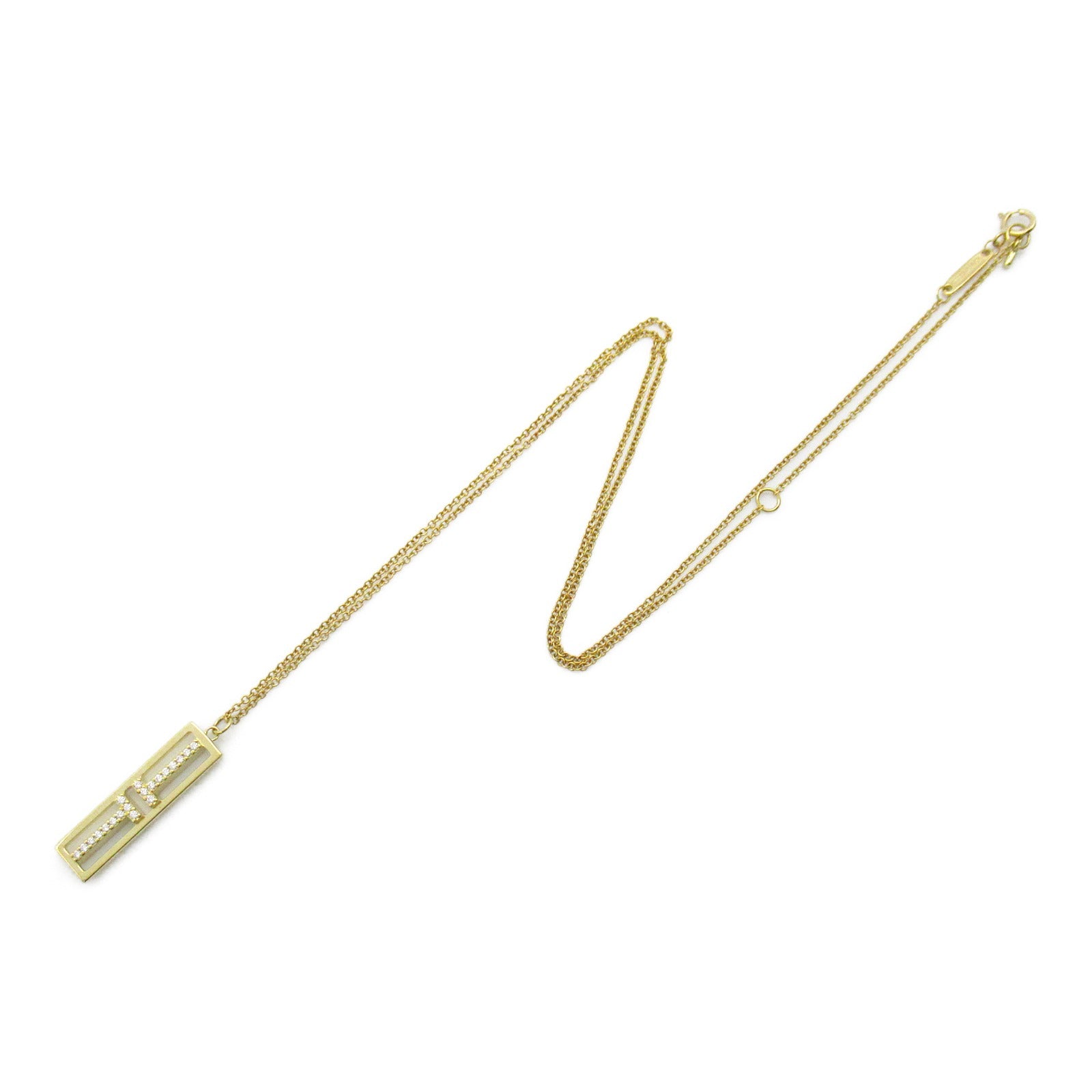 TIFFANY＆CO 【激減優惠】18K黃金T Two Open Vertical Bar Diamond Necklace鑽石項鍊