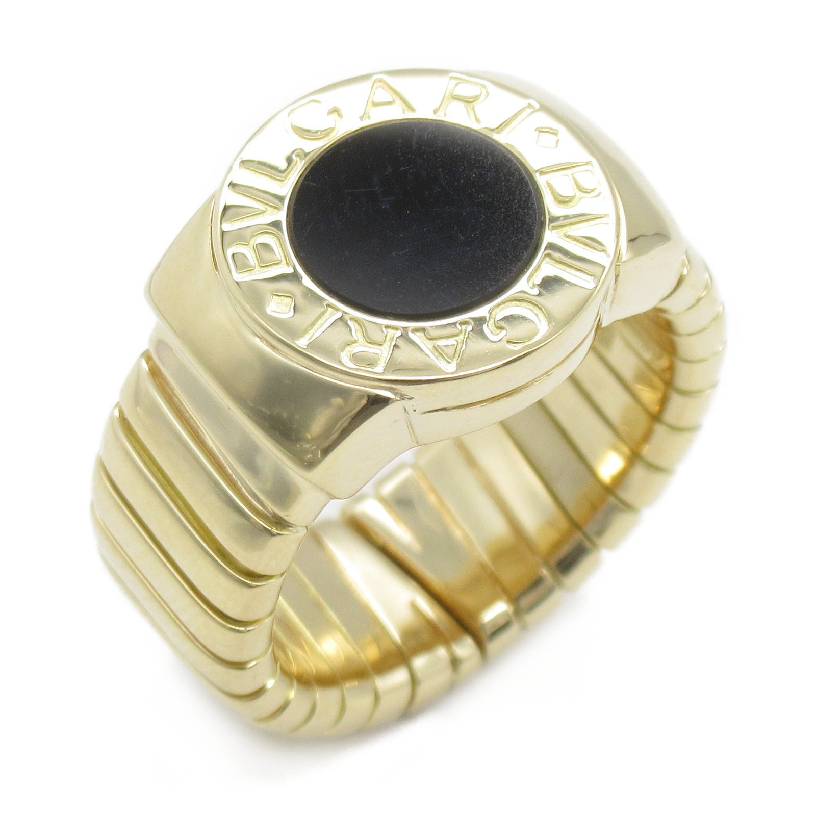 BVLGARI 18K黃金Bvlgari Bvlgari Onyx Ring縞瑪瑙戒指JP#13/US#6.5