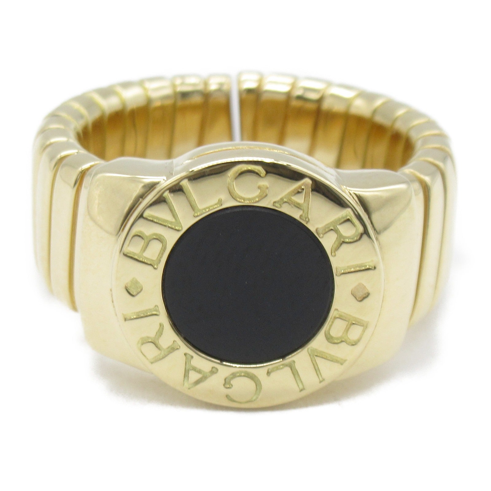 BVLGARI 18K黃金Bvlgari Bvlgari Onyx Ring縞瑪瑙戒指JP#13/US#6.5