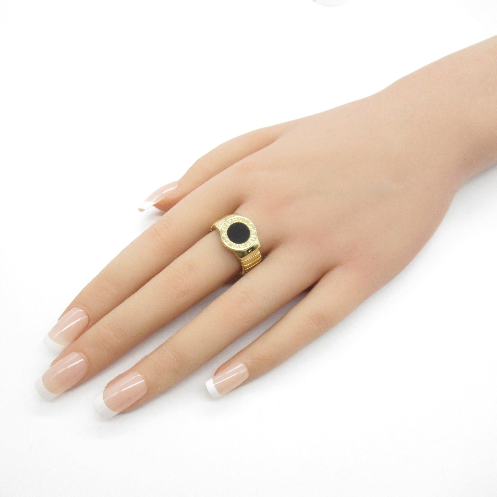 BVLGARI 18K黃金Bvlgari Bvlgari Onyx Ring縞瑪瑙戒指JP#13/US#6.5