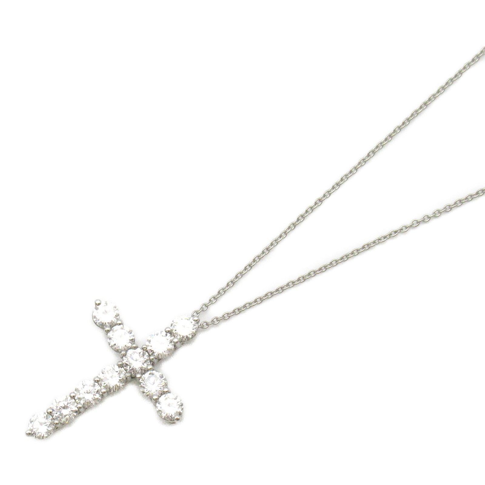 TIFFANY＆CO 950鉑金Large Diamond Cross Necklace鑽石項鍊