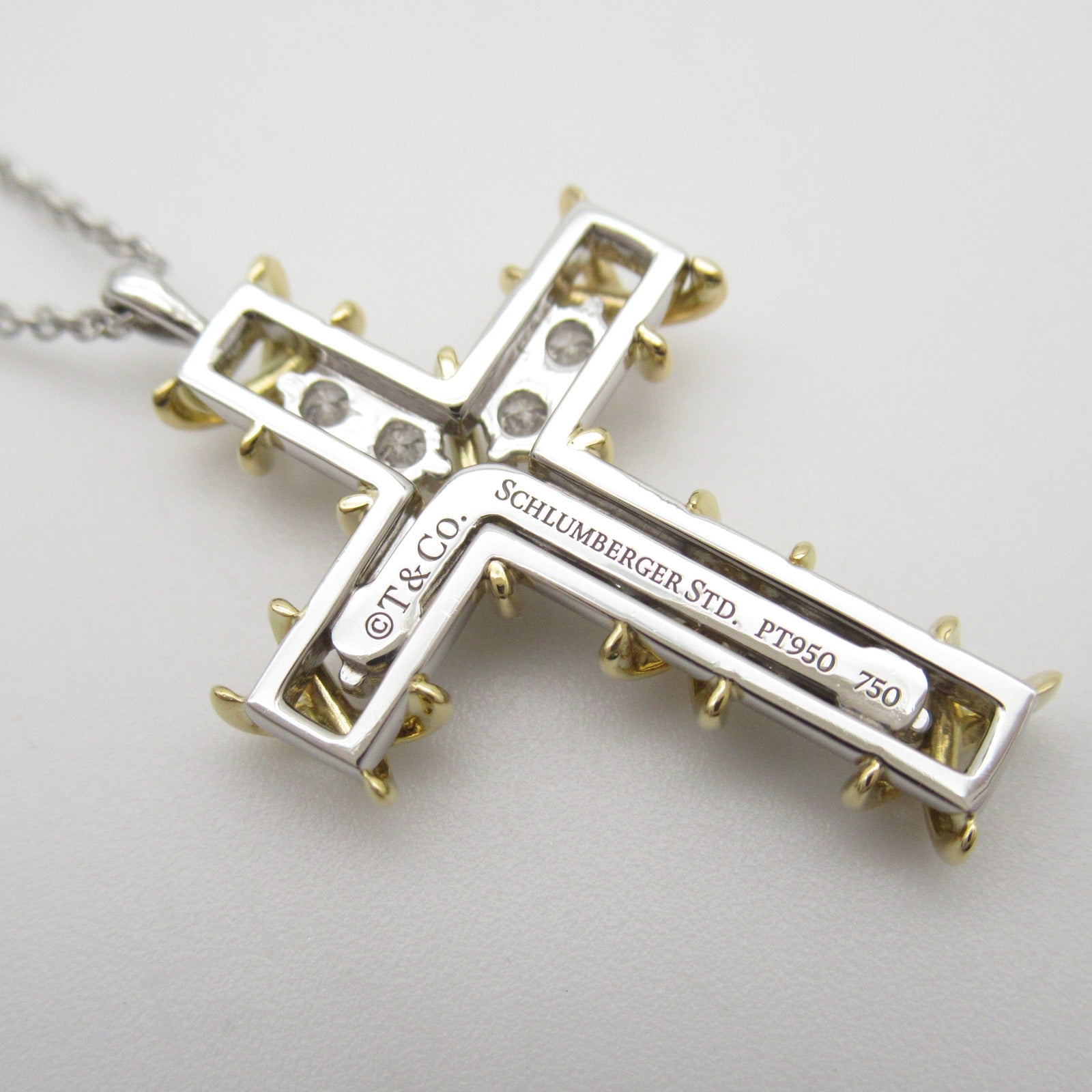 TIFFANY＆CO 【激減優惠】PT950鉑金/18K黃金Jean Shulambersee Cloth 10P Diamond Necklace鑽石項鍊