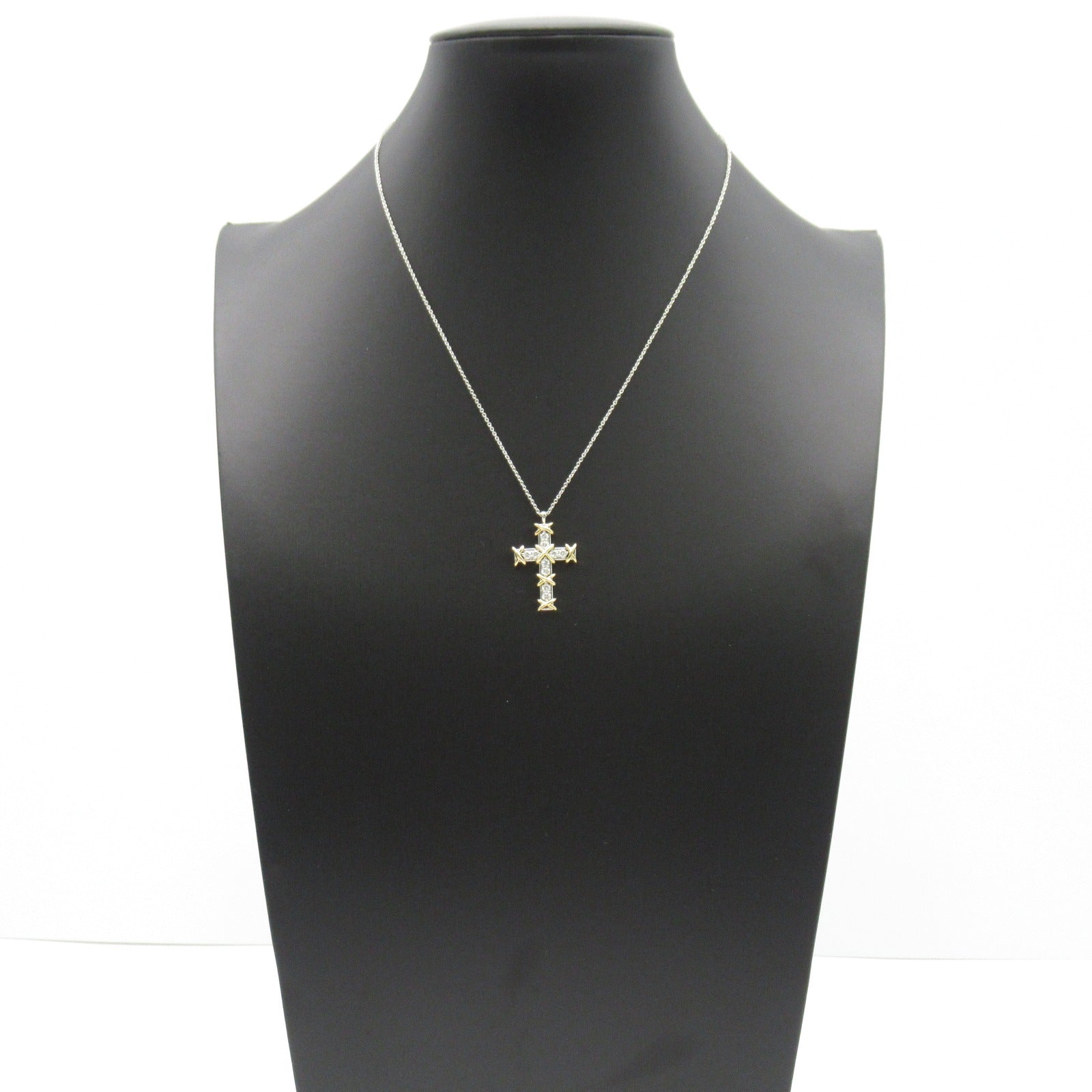 TIFFANY＆CO 【激減優惠】PT950鉑金/18K黃金Jean Shulambersee Cloth 10P Diamond Necklace鑽石項鍊