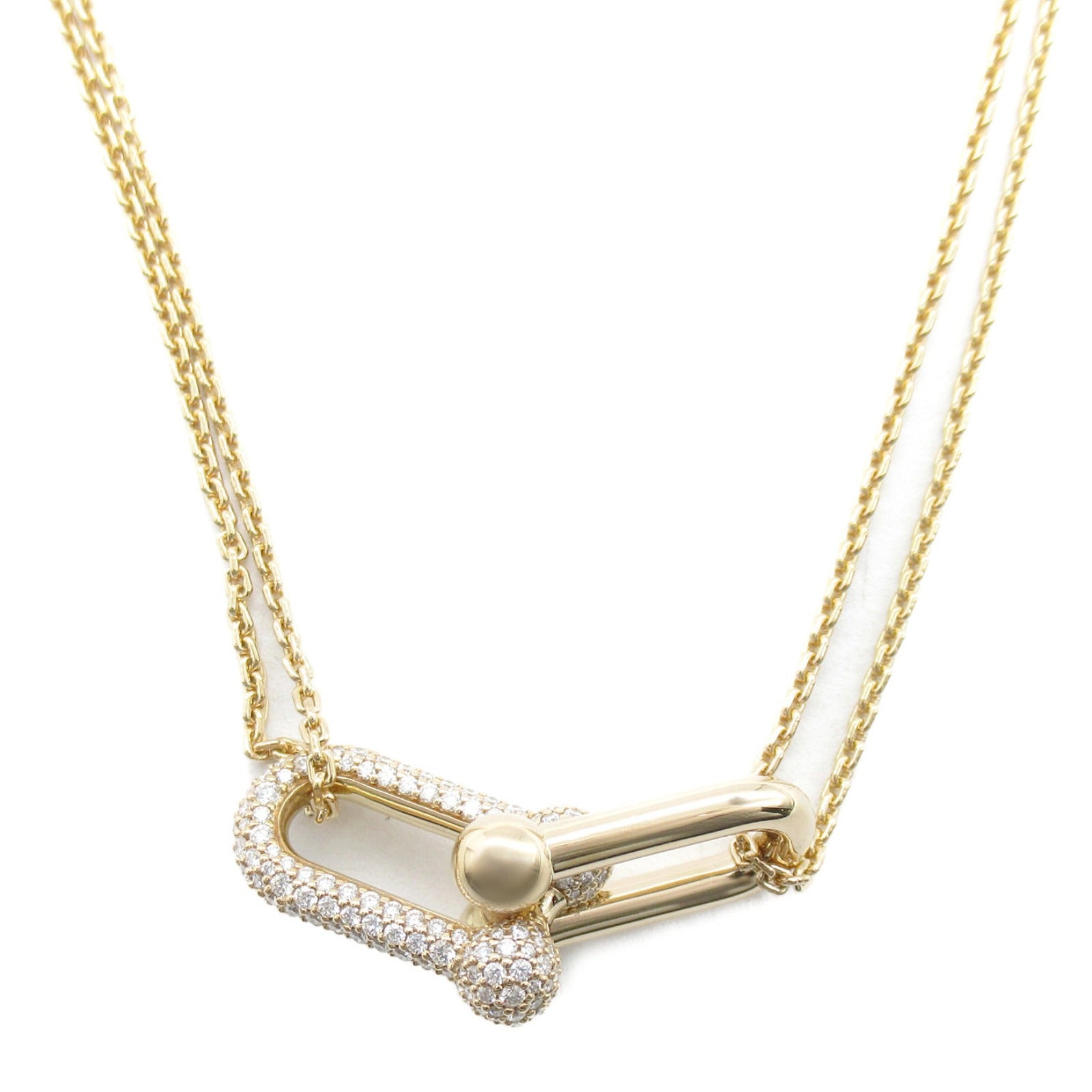 TIFFANY＆CO 【激減優惠】18K玫瑰金Hardware double link diamond Necklace鑽石項鍊