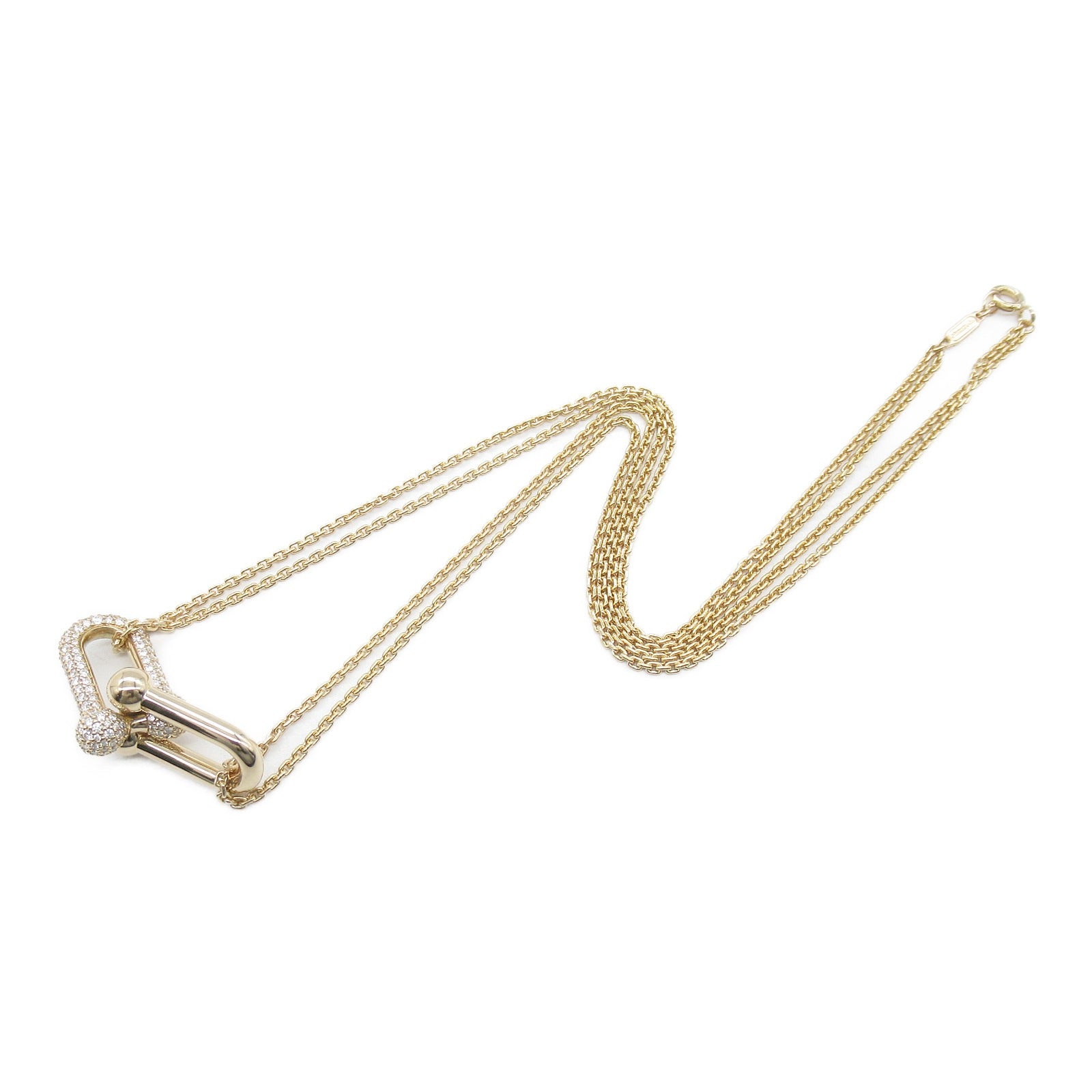 TIFFANY＆CO 【激減優惠】18K玫瑰金Hardware double link diamond Necklace鑽石項鍊