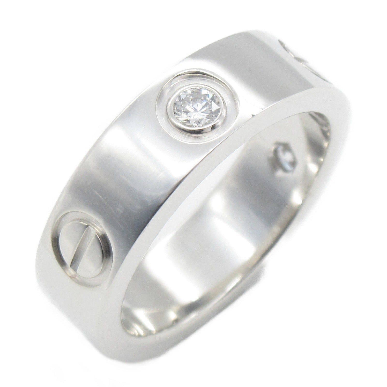 CARTIER 18K白金Love Ring 3 Diamonds鑽石戒指Cartier#50/JP#10/US#5.25