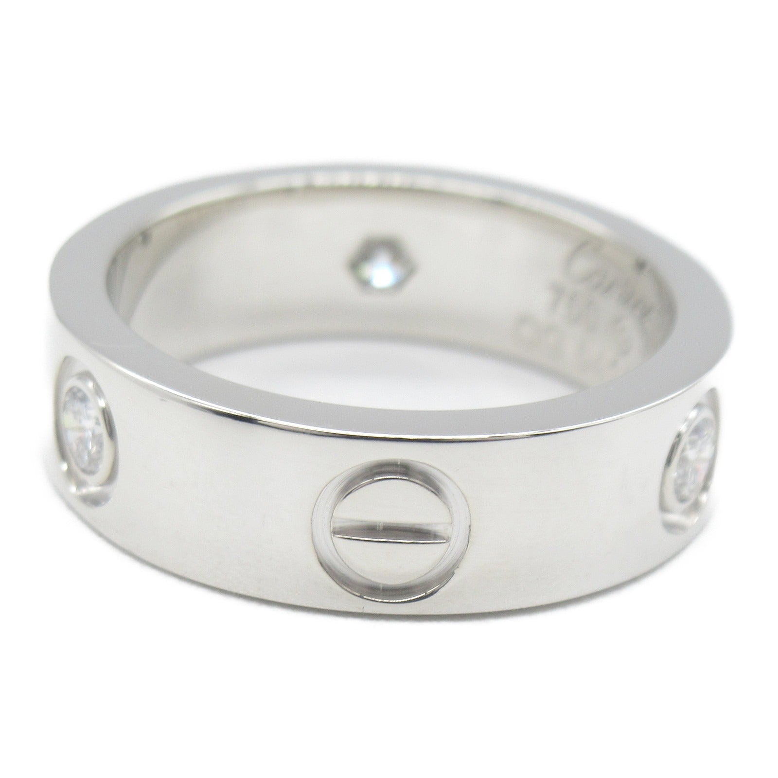 CARTIER 18K白金Love Ring 3 Diamonds鑽石戒指Cartier#50/JP#10/US#5.25
