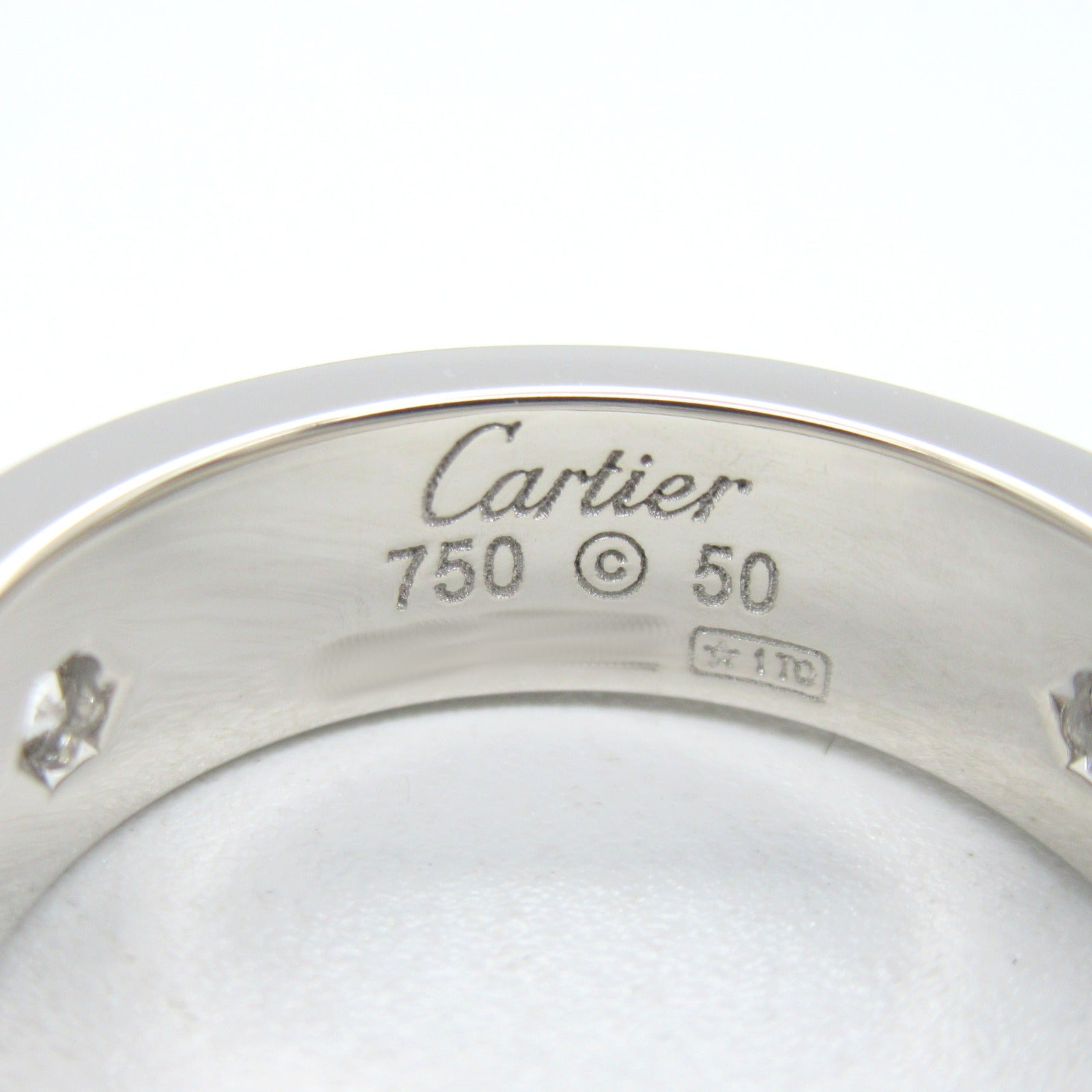 CARTIER 18K白金Love Ring 3 Diamonds鑽石戒指Cartier#50/JP#10/US#5.25