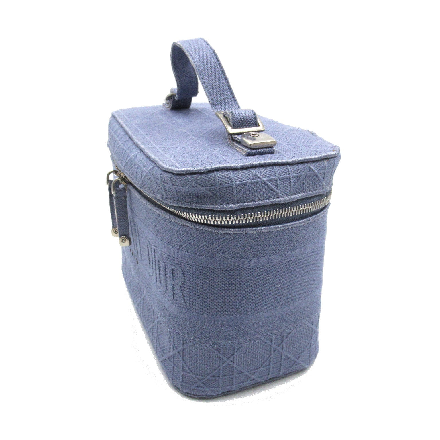 Dior (PRICE DOWN) CD SHW Vanity Case Cosmetic Bag Handbag Canvas Blue