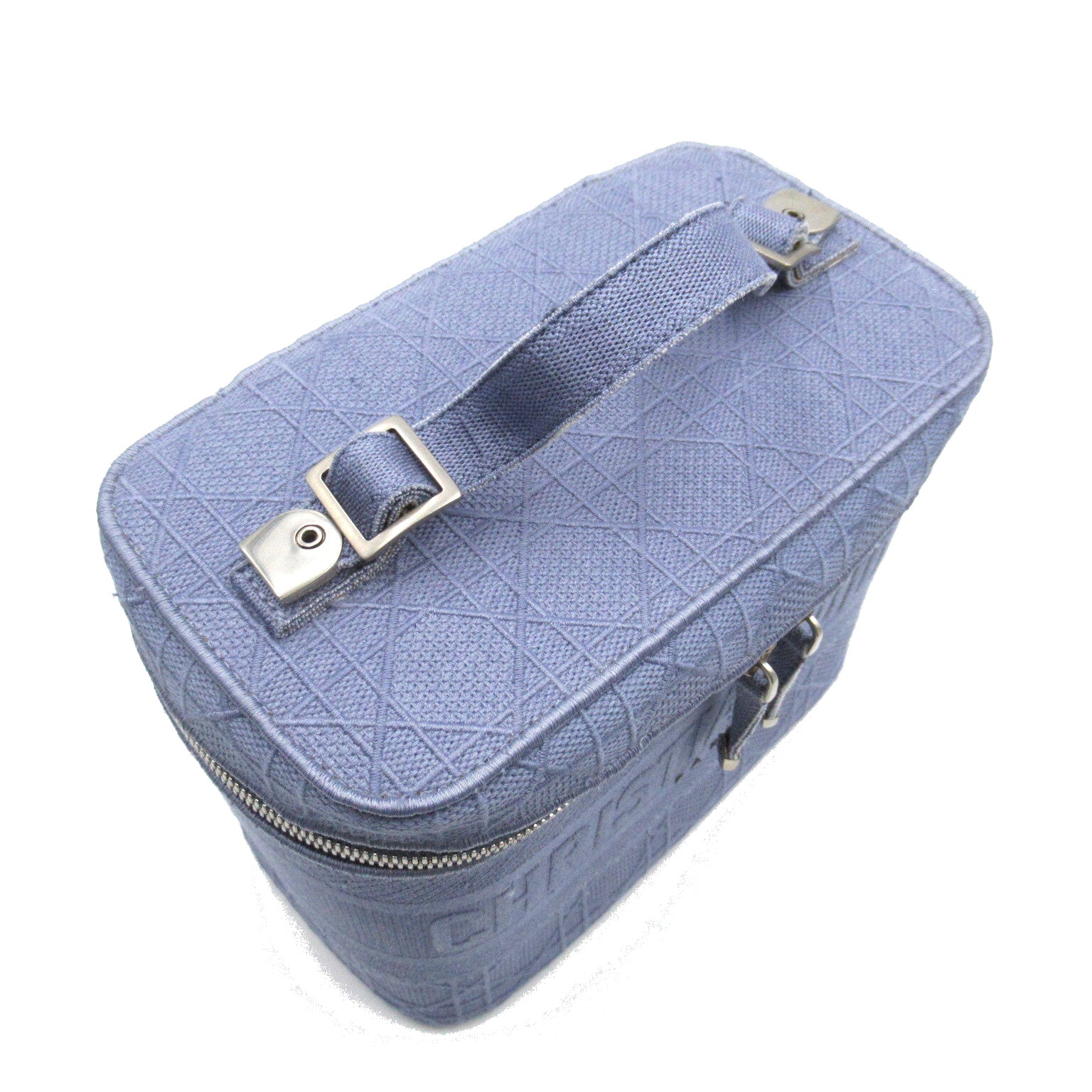 Dior (PRICE DOWN) CD SHW Vanity Case Cosmetic Bag Handbag Canvas Blue