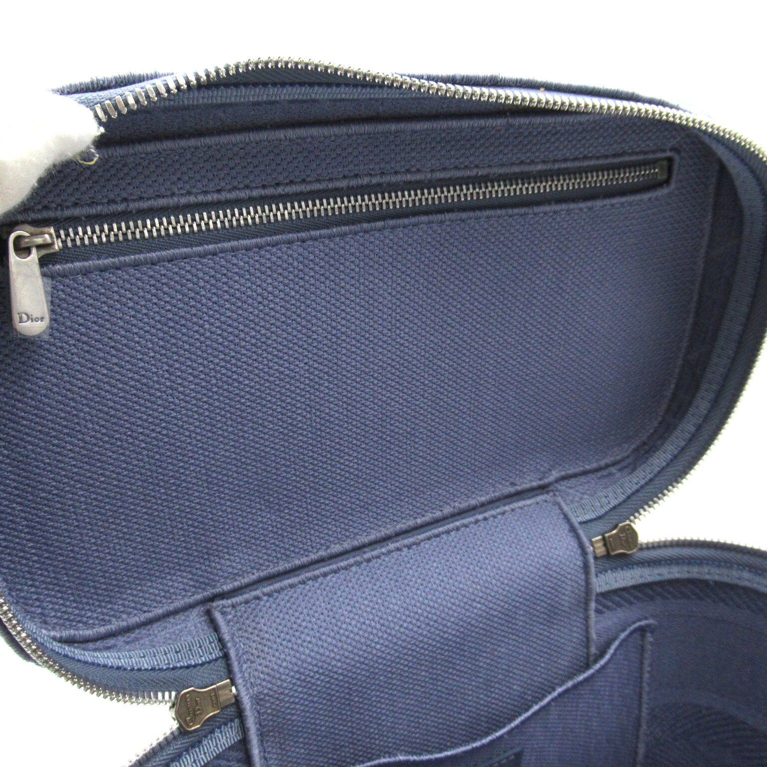 Dior (PRICE DOWN) CD SHW Vanity Case Cosmetic Bag Handbag Canvas Blue