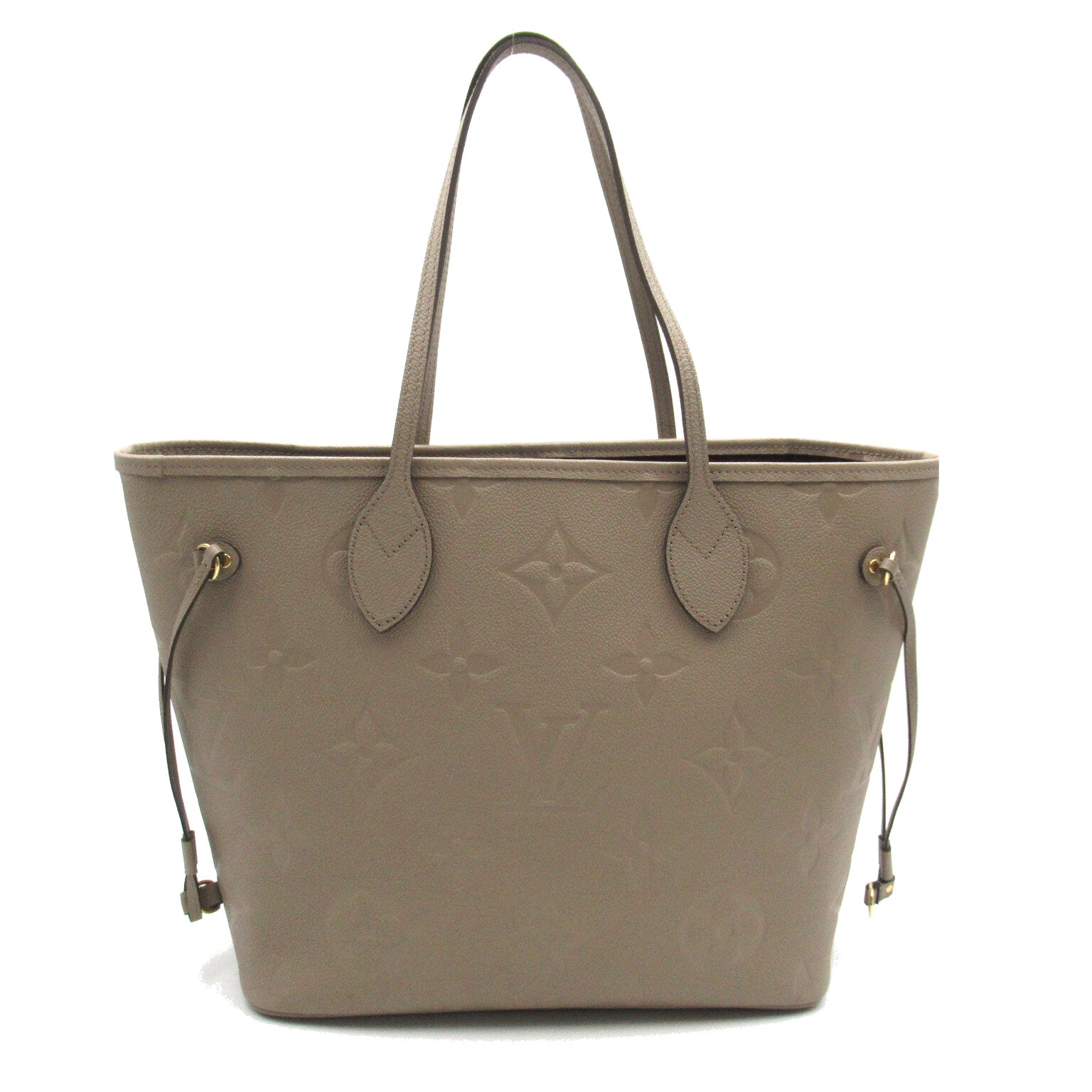 LOUIS VUITTON Monogram Empreinte Neverfull MM金扣手挽袋米色