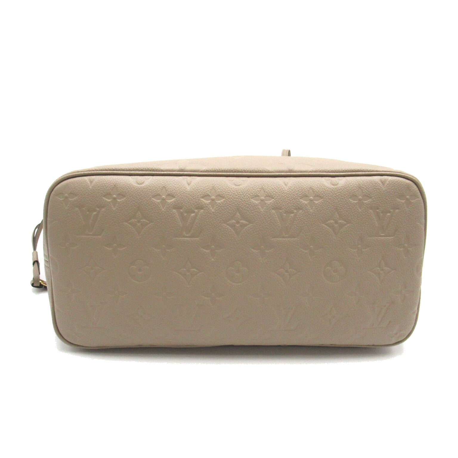 LOUIS VUITTON Monogram Empreinte Neverfull MM金扣手挽袋米色