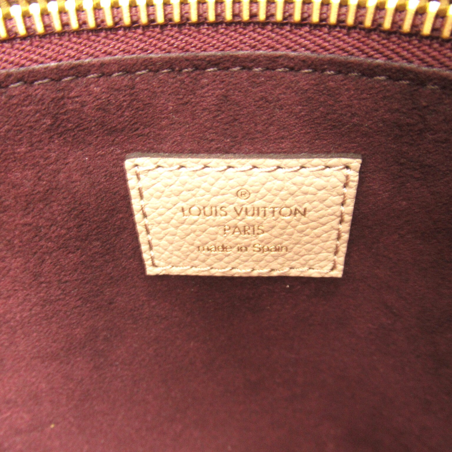 LOUIS VUITTON Monogram Empreinte Neverfull MM金扣手挽袋米色