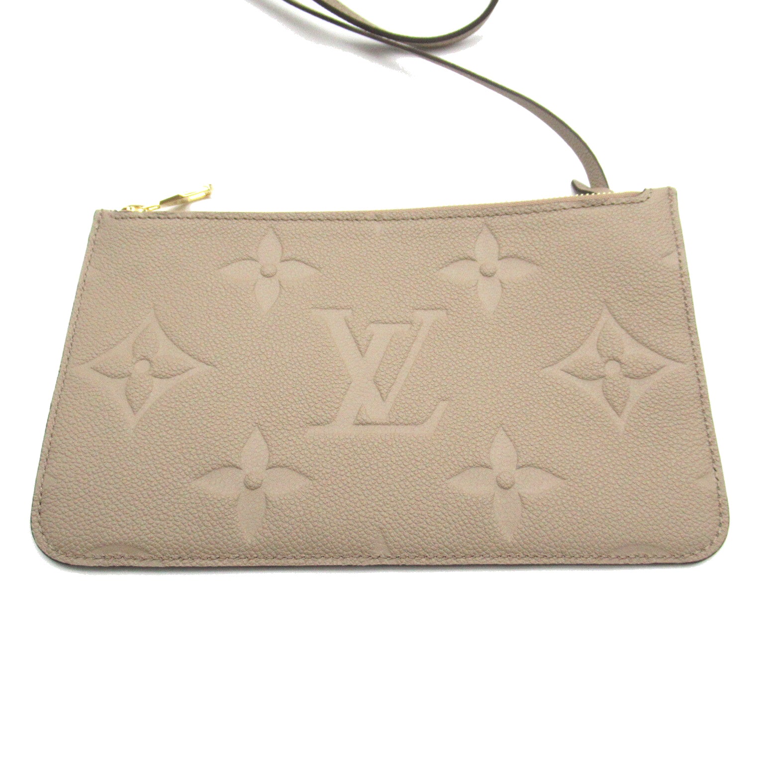 LOUIS VUITTON Monogram Empreinte Neverfull MM金扣手挽袋米色