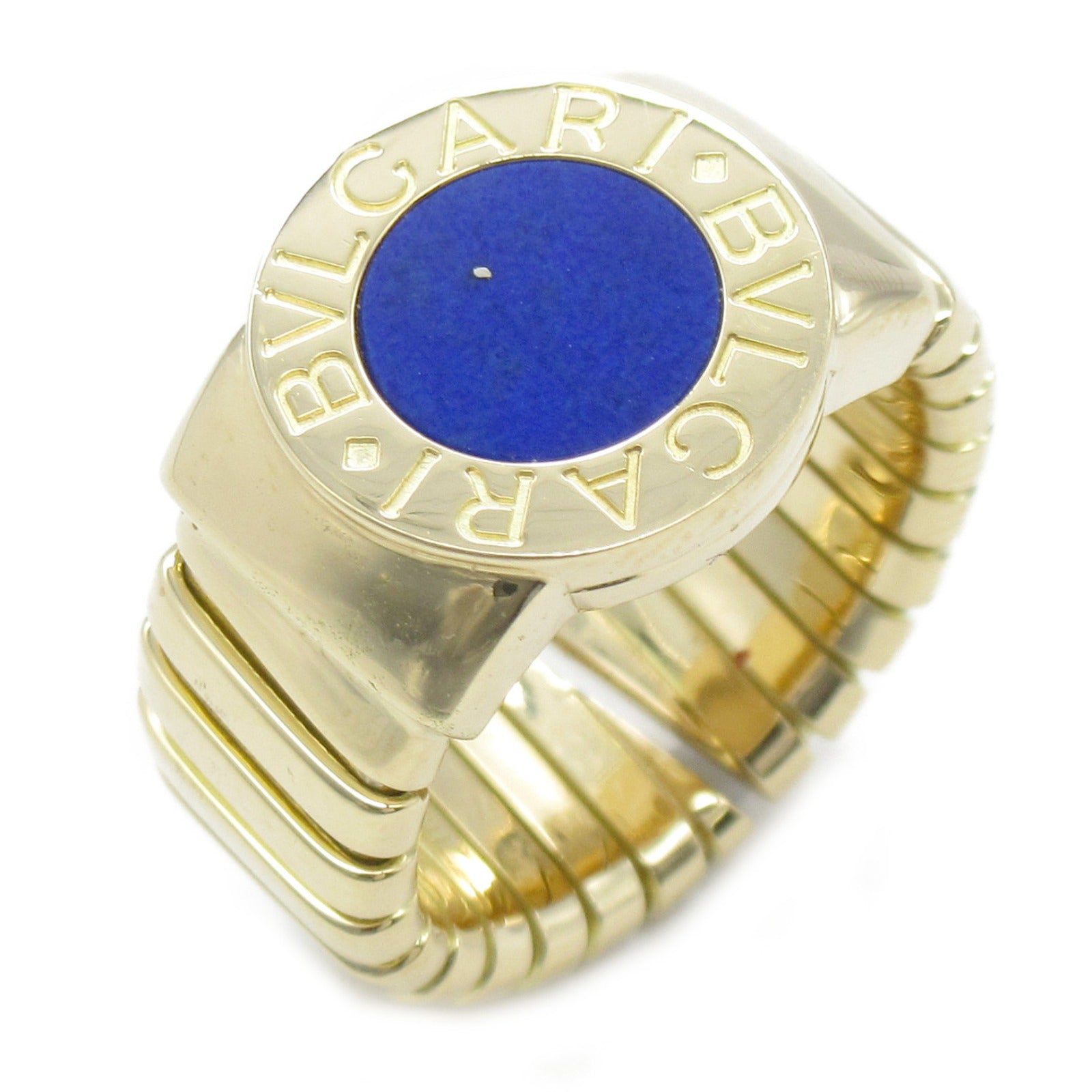 BVLGARI 18K黃金Tubogas Lapis Lazuli Ring青金石戒指US#4.75