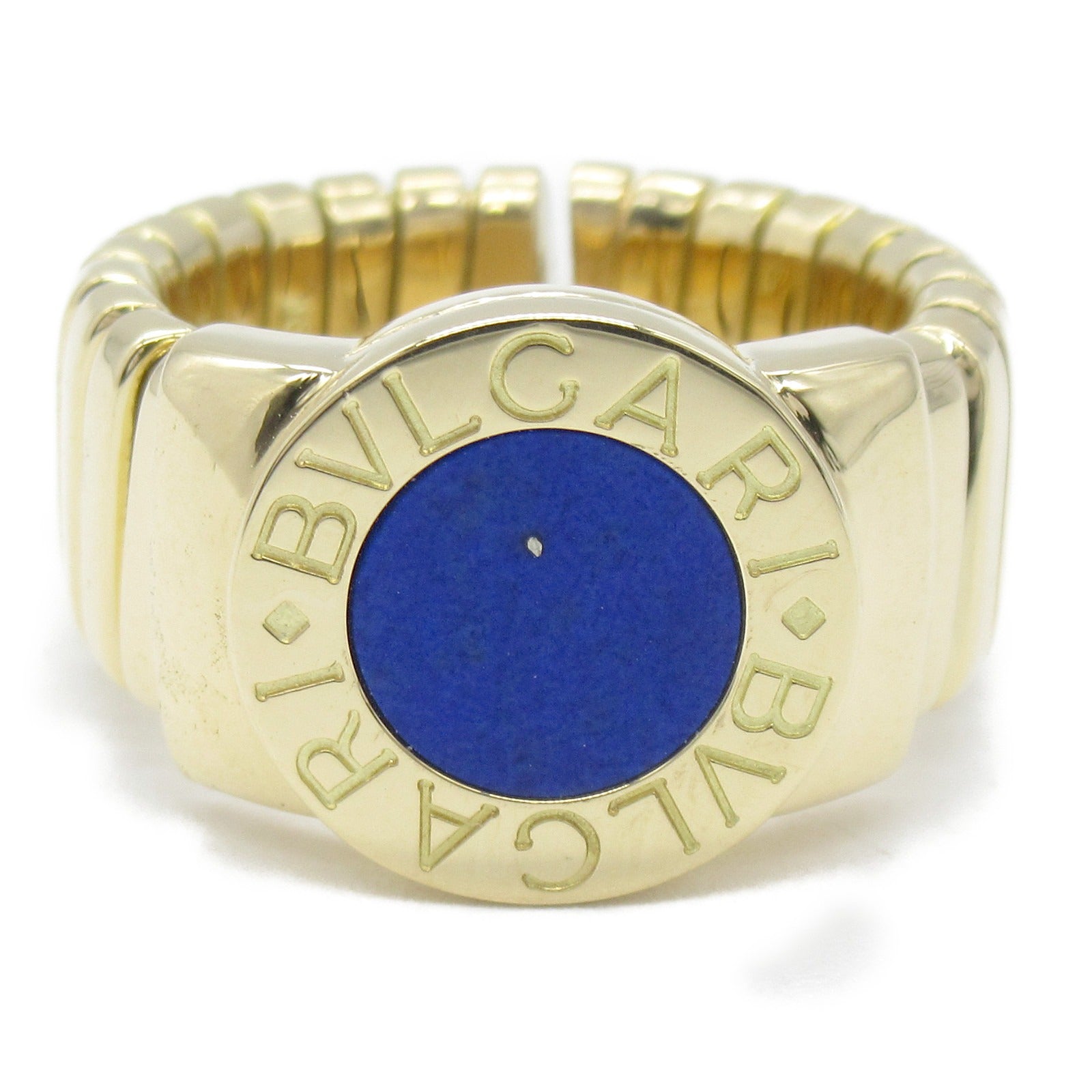 BVLGARI 18K黃金Tubogas Lapis Lazuli Ring青金石戒指US#4.75