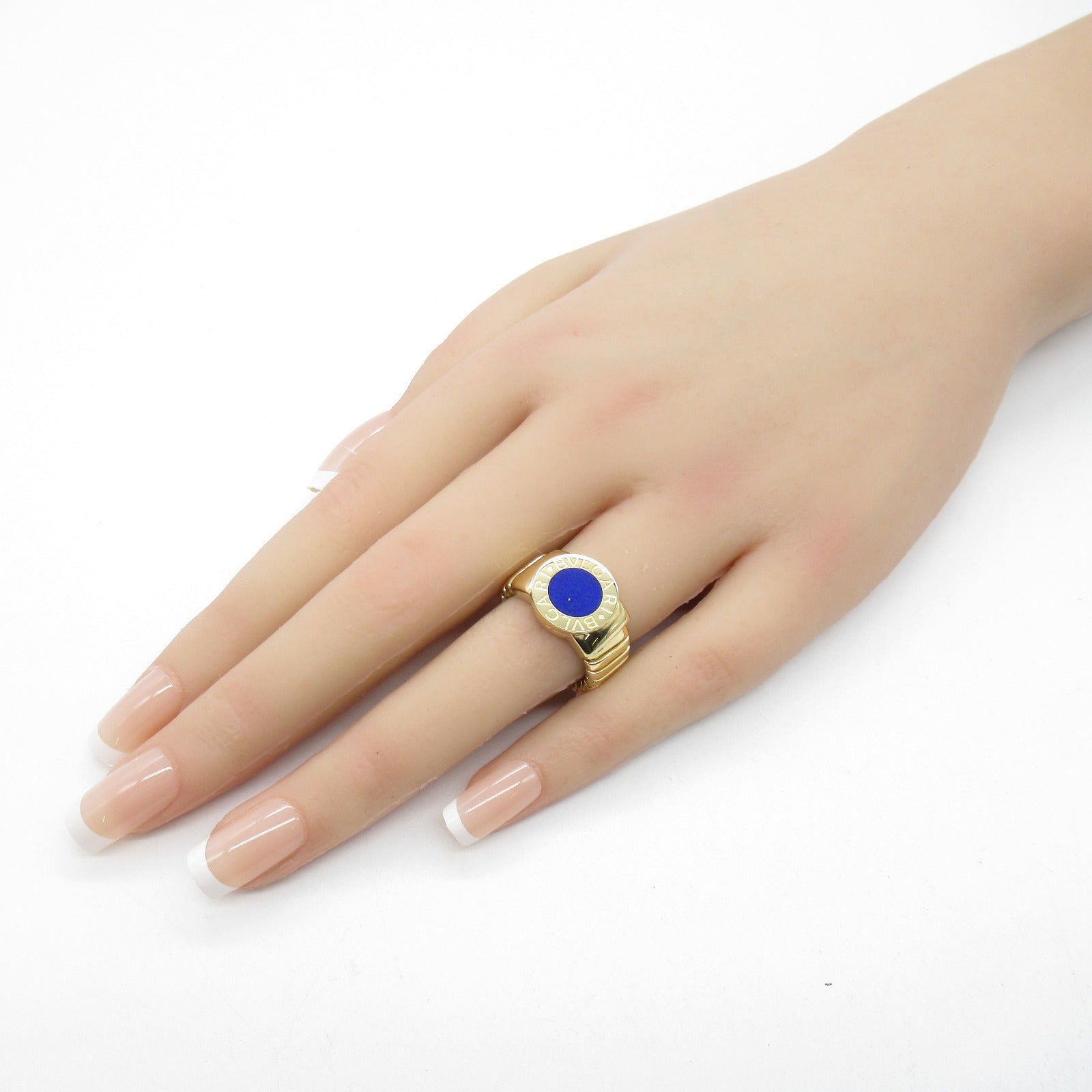 BVLGARI 18K黃金Tubogas Lapis Lazuli Ring青金石戒指US#4.75