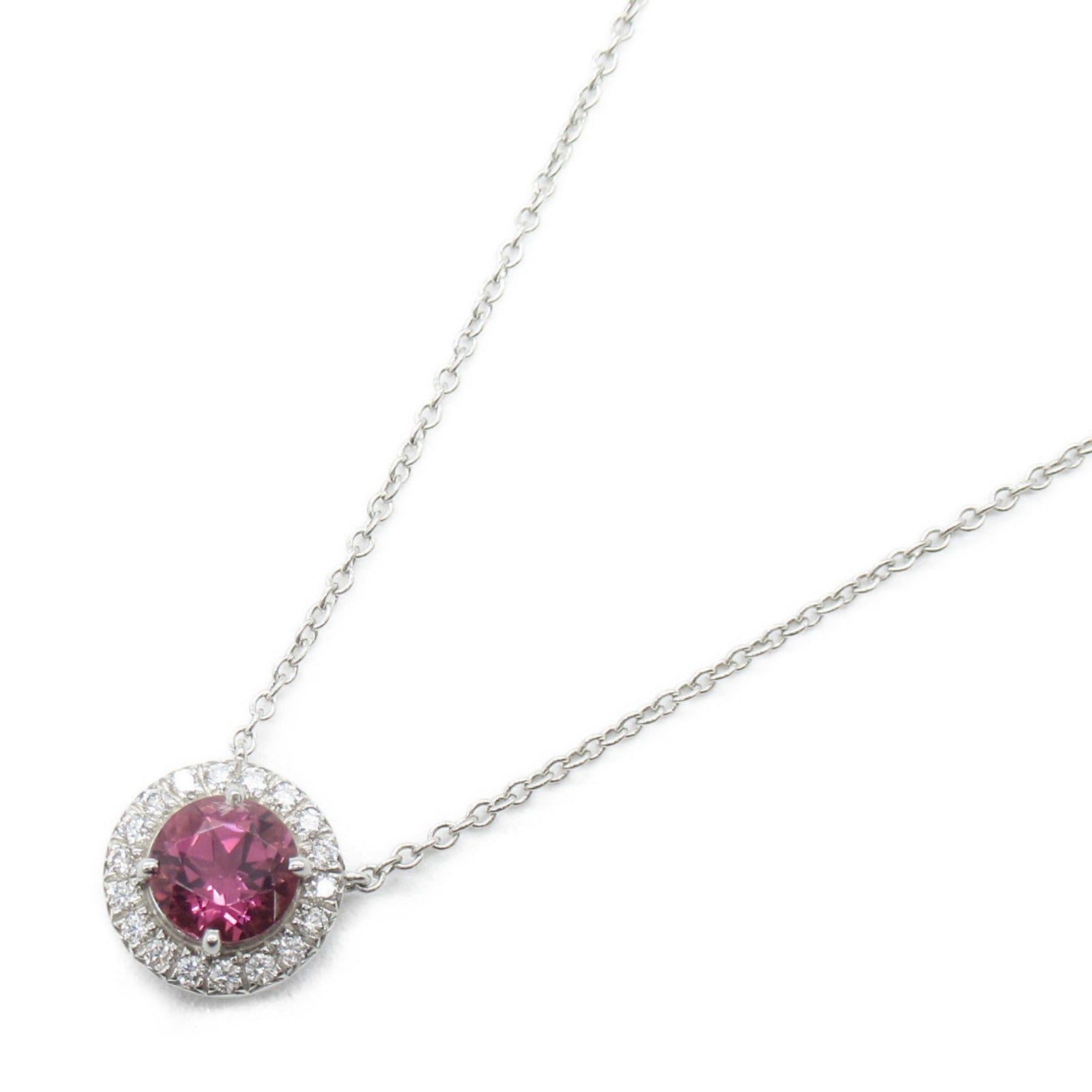 TIFFANY＆CO 950鉑金Pink Tourmaline Diamond Necklace粉紅電氣石/鑽石項鍊