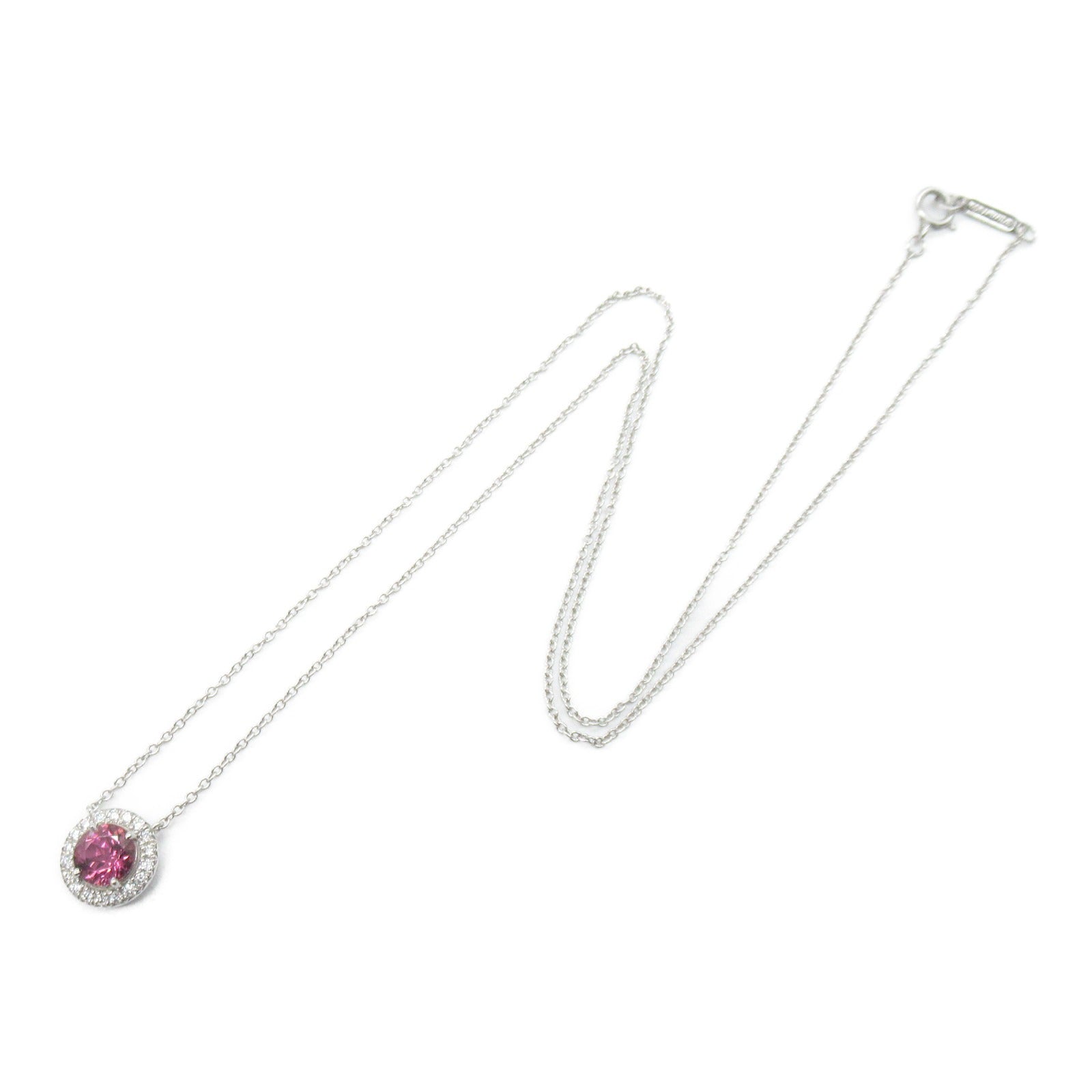 TIFFANY＆CO 950鉑金Pink Tourmaline Diamond Necklace粉紅電氣石/鑽石項鍊