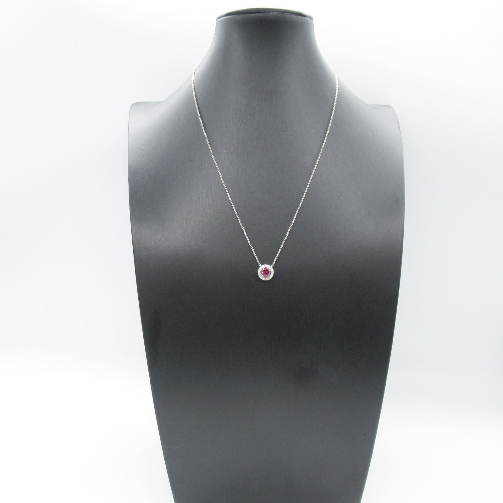 TIFFANY＆CO 950鉑金Pink Tourmaline Diamond Necklace粉紅電氣石/鑽石項鍊