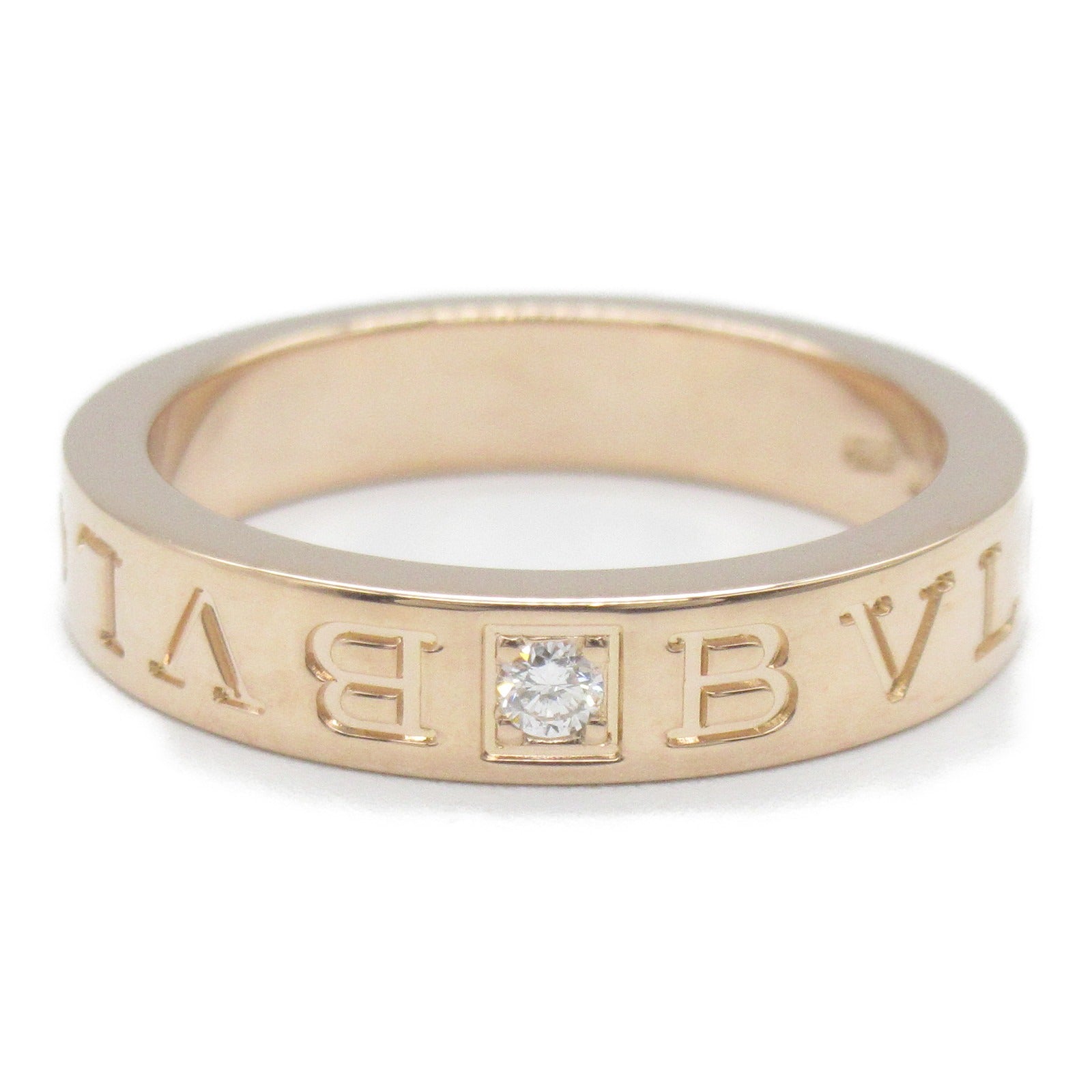 BVLGARI 18K玫瑰金Double Logo 1P Diamond鑽石戒指Bvlgari#53/JP#13/US#6.5