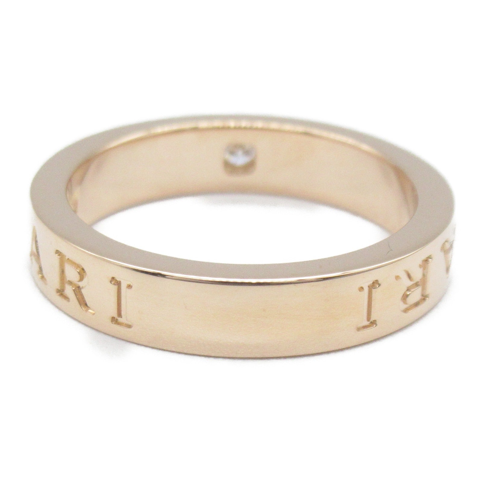 BVLGARI 18K玫瑰金Double Logo 1P Diamond鑽石戒指Bvlgari#53/JP#13/US#6.5