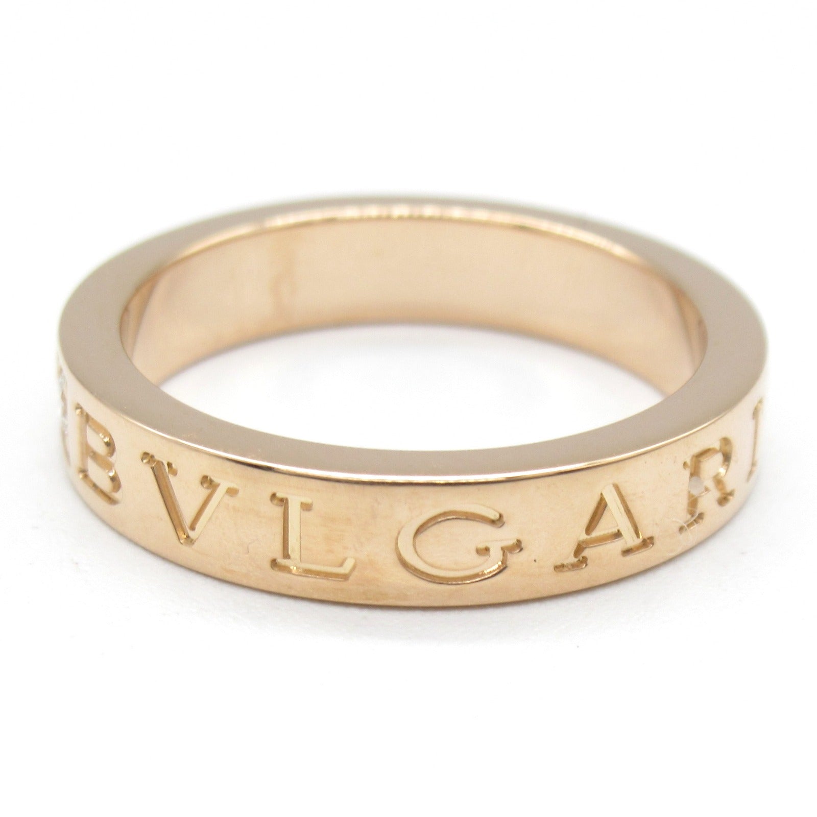 BVLGARI 18K玫瑰金Double Logo 1P Diamond鑽石戒指Bvlgari#53/JP#13/US#6.5