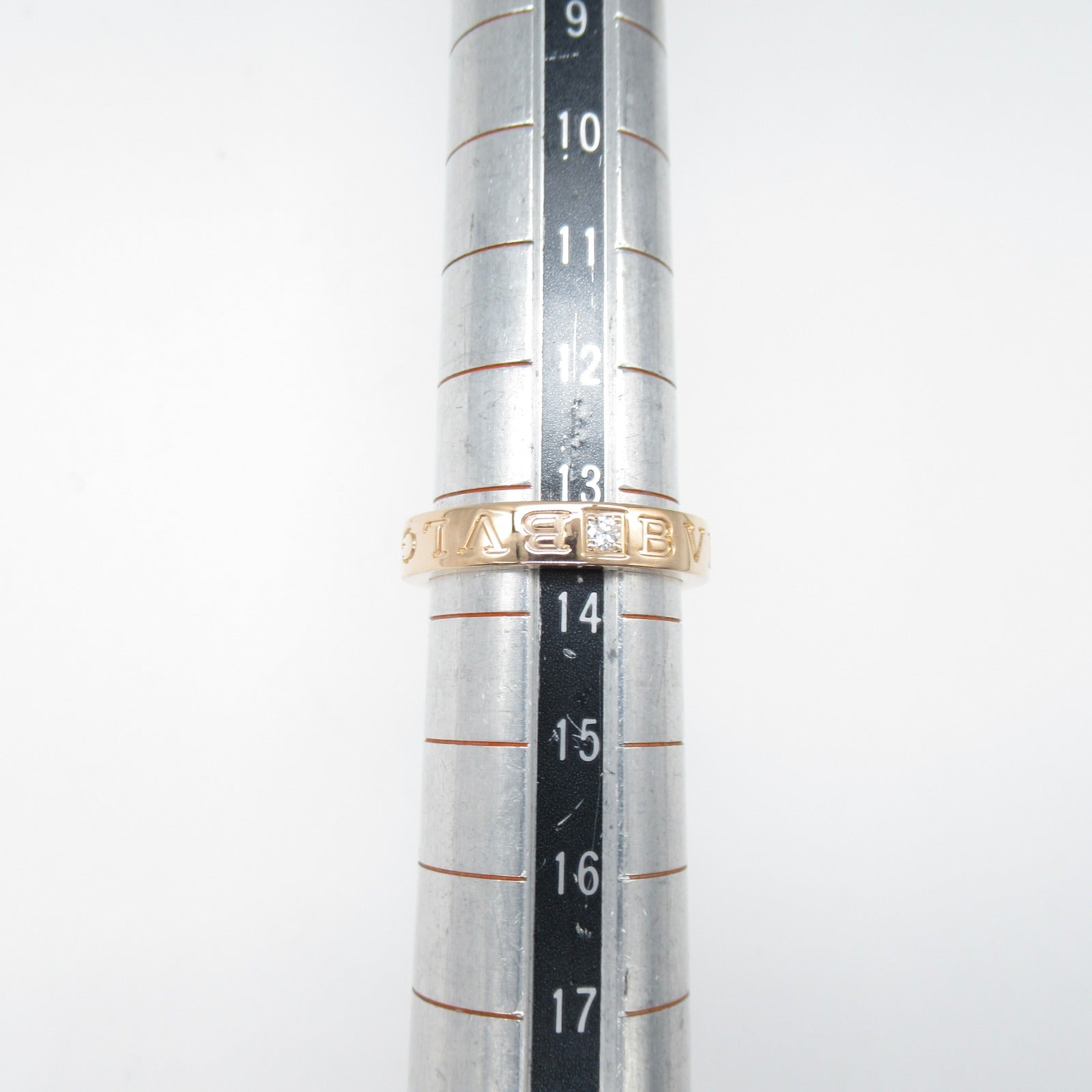 BVLGARI 18K玫瑰金Double Logo 1P Diamond鑽石戒指Bvlgari#53/JP#13/US#6.5