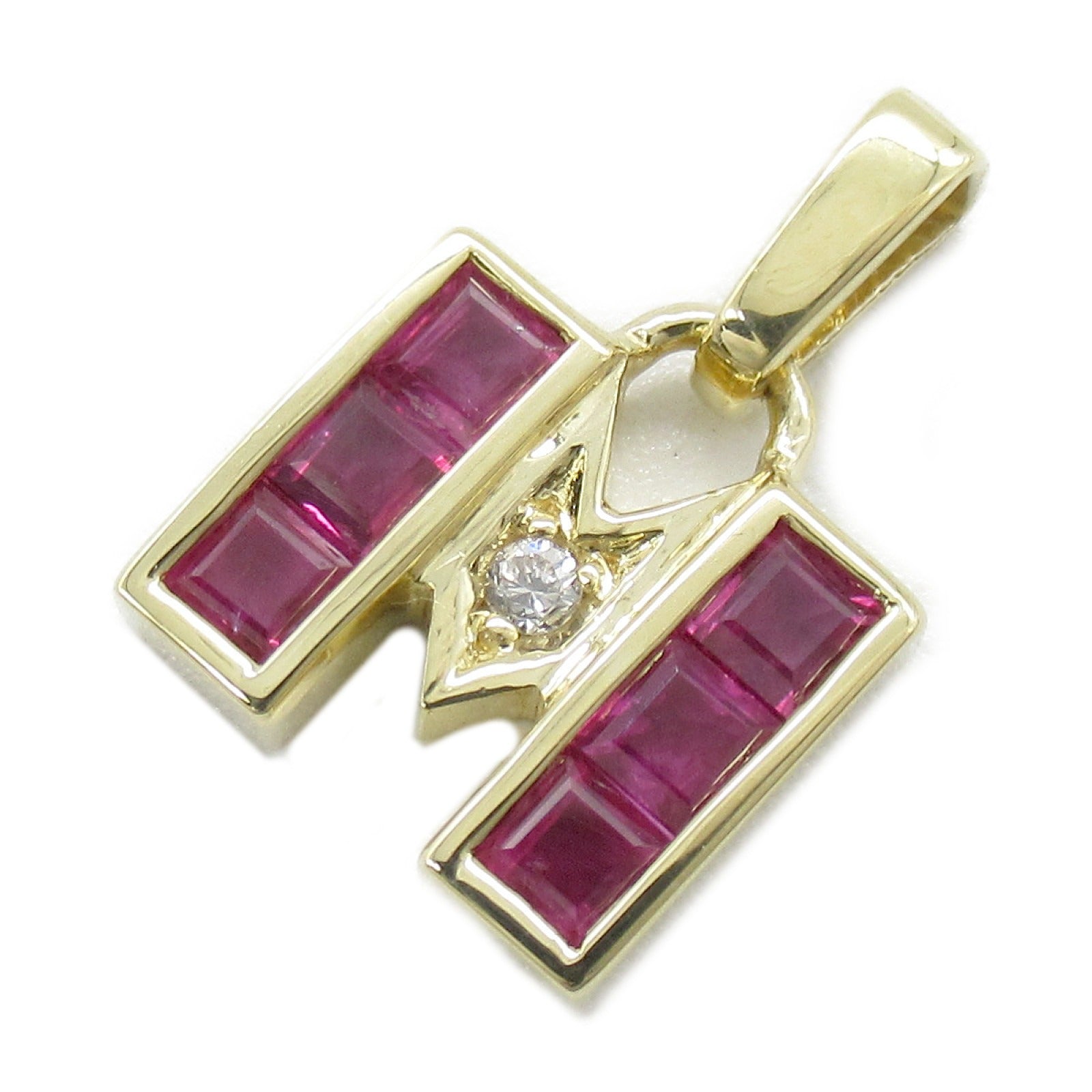 MIKIMOTO 18K黃金Ruby/Diamond Pendant Top紅寶石/鑽石吊墜